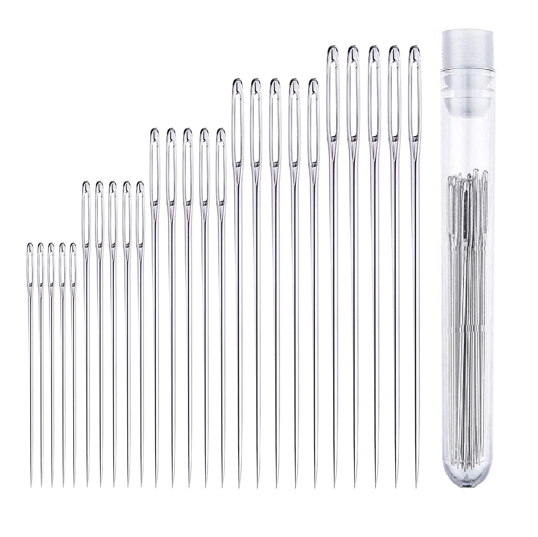 DELFINO Large Eye Needles, Large Eye Stitching Needles for Hand Sewing, Assorted Sizes, Sewing Needles, Needles, Needles for Sewing, Embroidery Needles for Hand Sewing, Sewing Needles, 25 Pcs