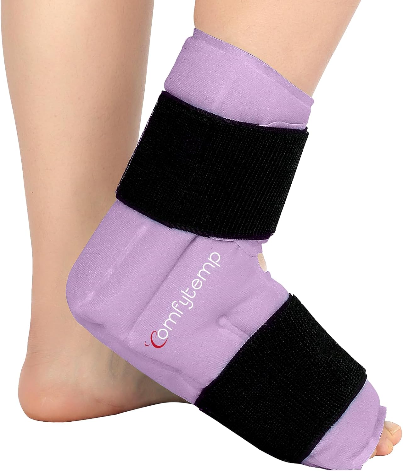 Comfytemp Large Ankle Foot Ice Pack Wrap for Plantar Fasciitis Relief, Feet Brace for Sprained Ankle, Heel Spur, Swelling, Tendonitis, Pain, Hot & Cold Therapy, Surgery Get Well Gift, 1 Pack (Purple) Purple Large(1 Pack) 1.0