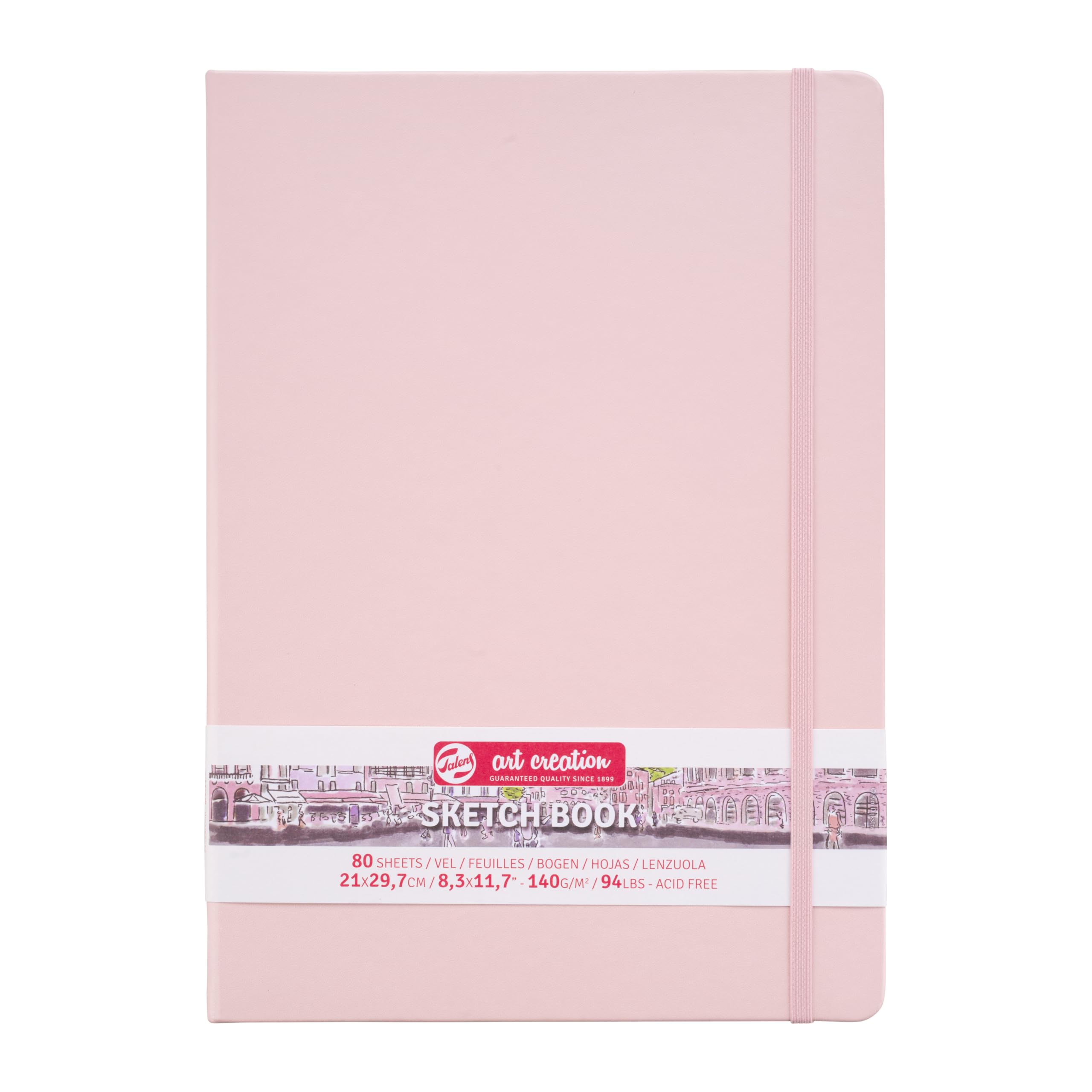 Talens T9314-013M Art Creations Sketchbook, Drawing Notebook, 8.3 x 11.7 inches (21 x 29.7 cm), Pastel Pink, Thickness: 4.1 oz/sq ft (140 g/m2), Fine, Acid Free Paper, 80 Sheets Bound