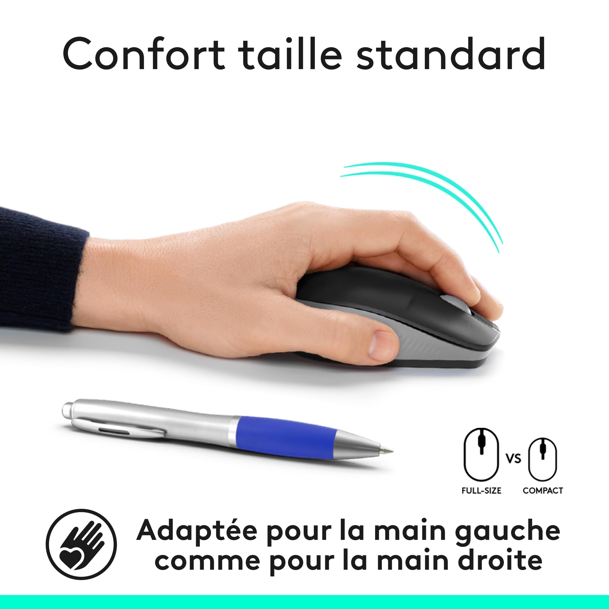 Image secondaire de Logitech M190 Souris Sans Fil Ergonomique - Design Ambidextre et Longue Durée de Batterie