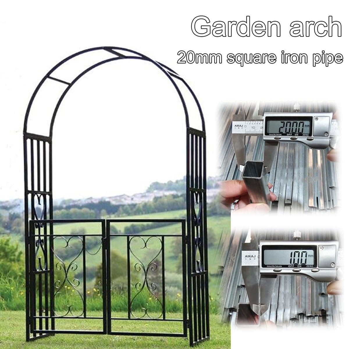 Arco da Giardino Esterno Arco per Rose Rampicanti Metallo Archi per Interni ed Esterni decorationi con Porta, Arco Sostegno da Pergolato