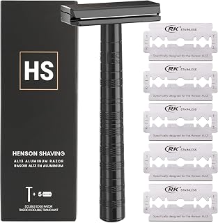 【正規品/メーカー保証付】HENSON SHAVING AL13 シェーバー MILD（JET BLACK）替刃5枚付 エントリーモデル【耐久性が高く、肌への刺激を最低限に抑えながら深剃り可能】
