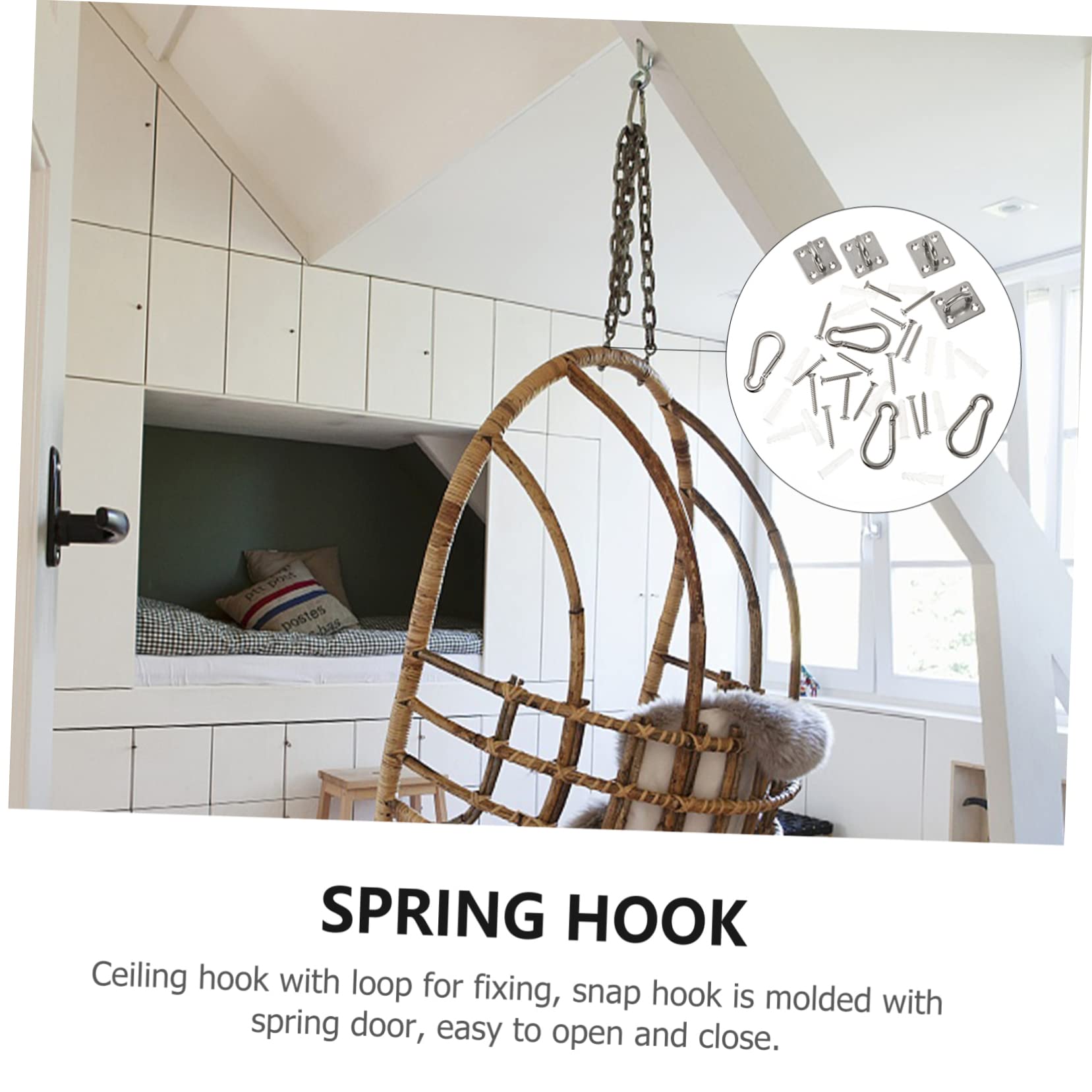 Cabilock Set of 4 Industrial Strength Ceiling Hooks 304 Stainless Steel M5 Square Nuts Versatile for Hangers Hanging Plants Decorative Nets Marine Patio Sunshade Sports Home Organization