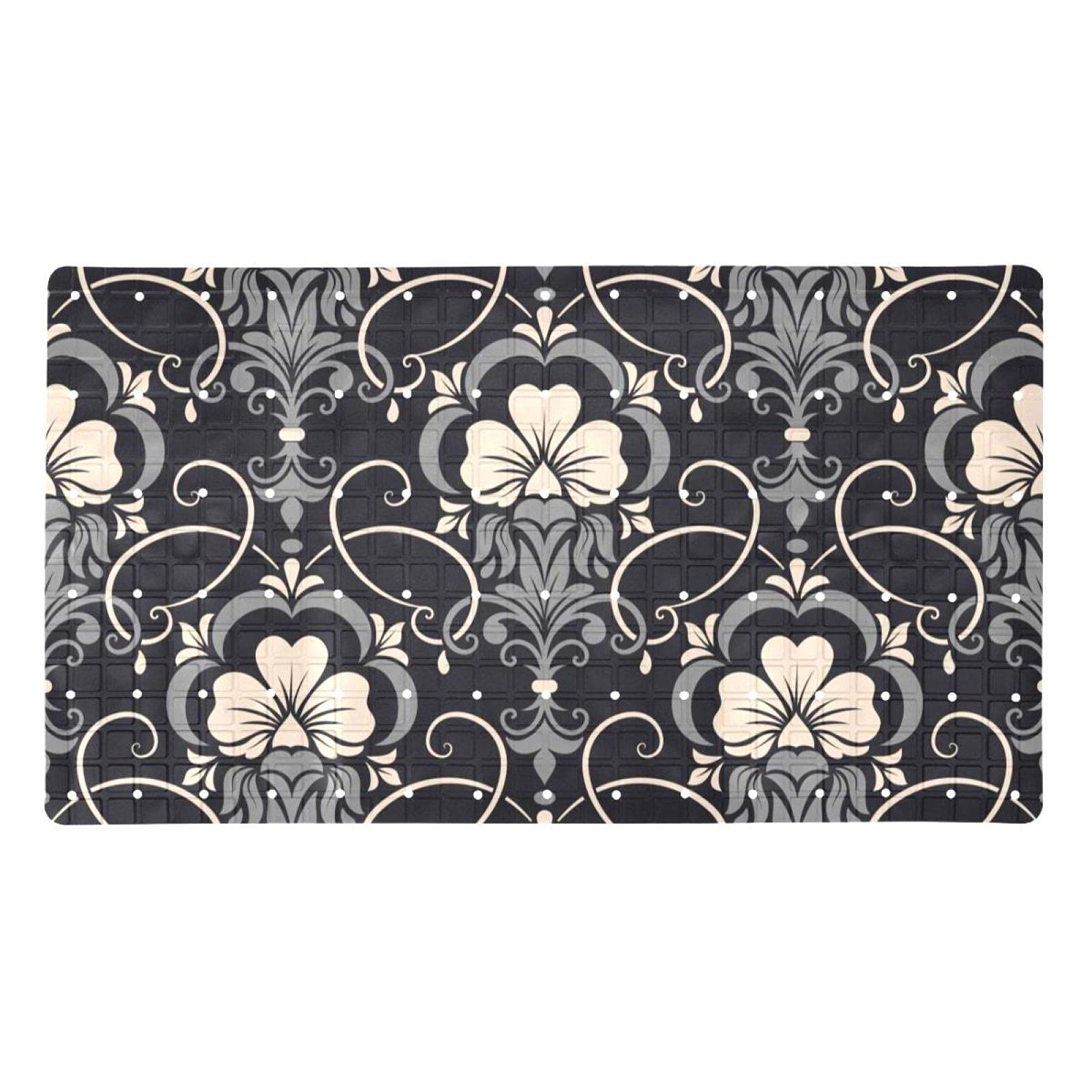 Tapis de salle de bain antidérapant vintage 40x70 cm avec ventouses