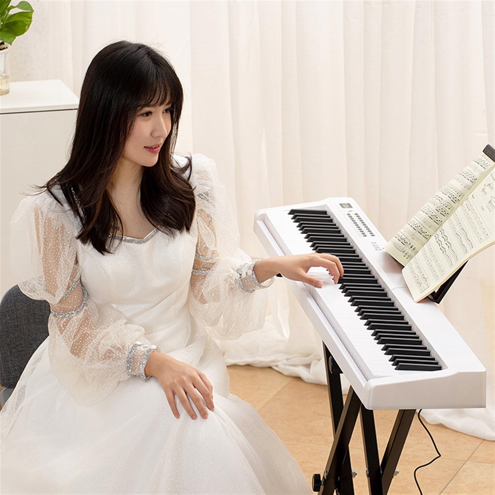 Piano Electrónico Portátil Multifuncional De 88 Teclas Para Adultos Y Principiantes Para Comenzar A Tocar El Piano En Casa(White)