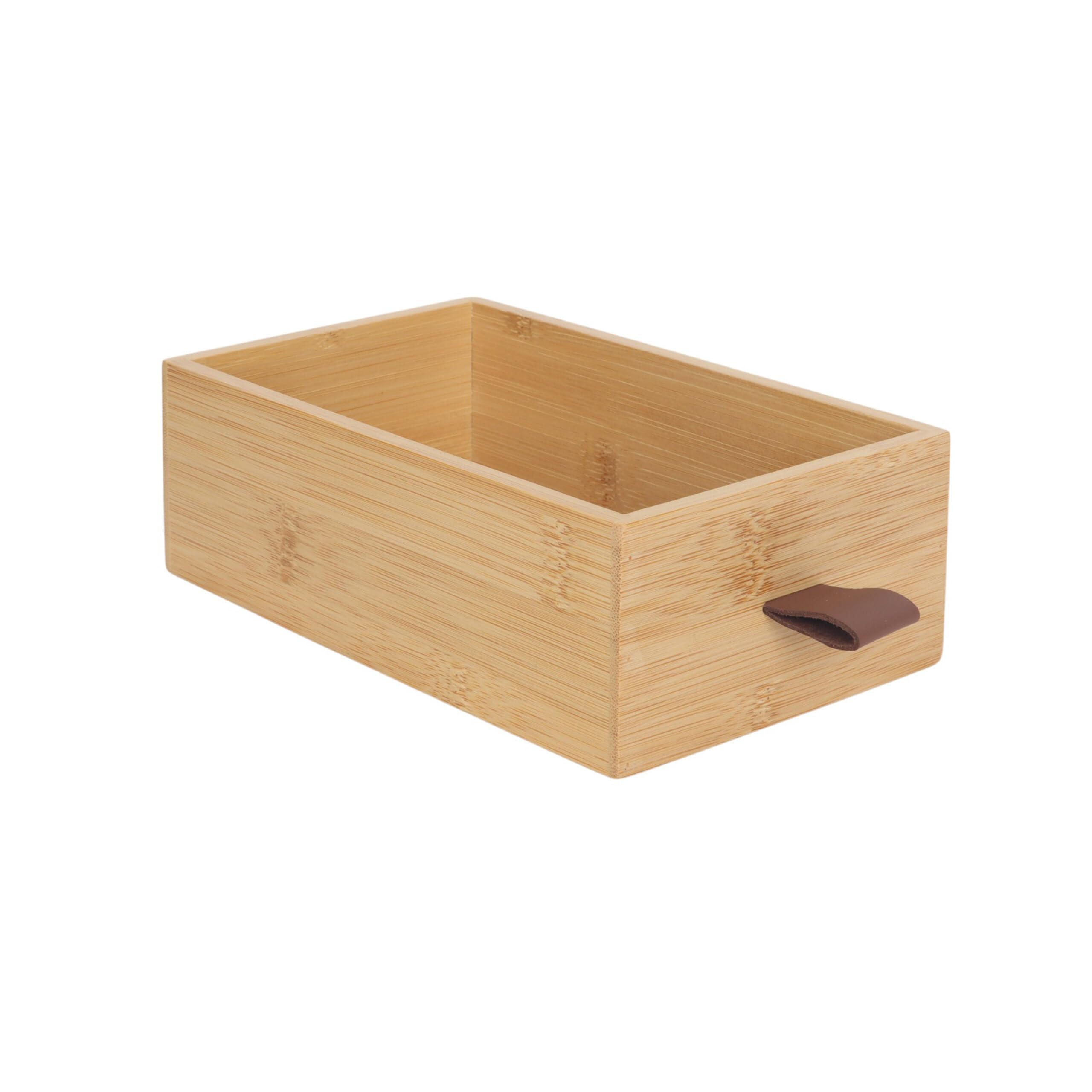 Boîte à tiroirs Relaxdays en Bambou et MDF, 3 tiroirs, H x L x P : 15 x 25 x 20 cm, Organiseur de Bureau, Blanc/Nature