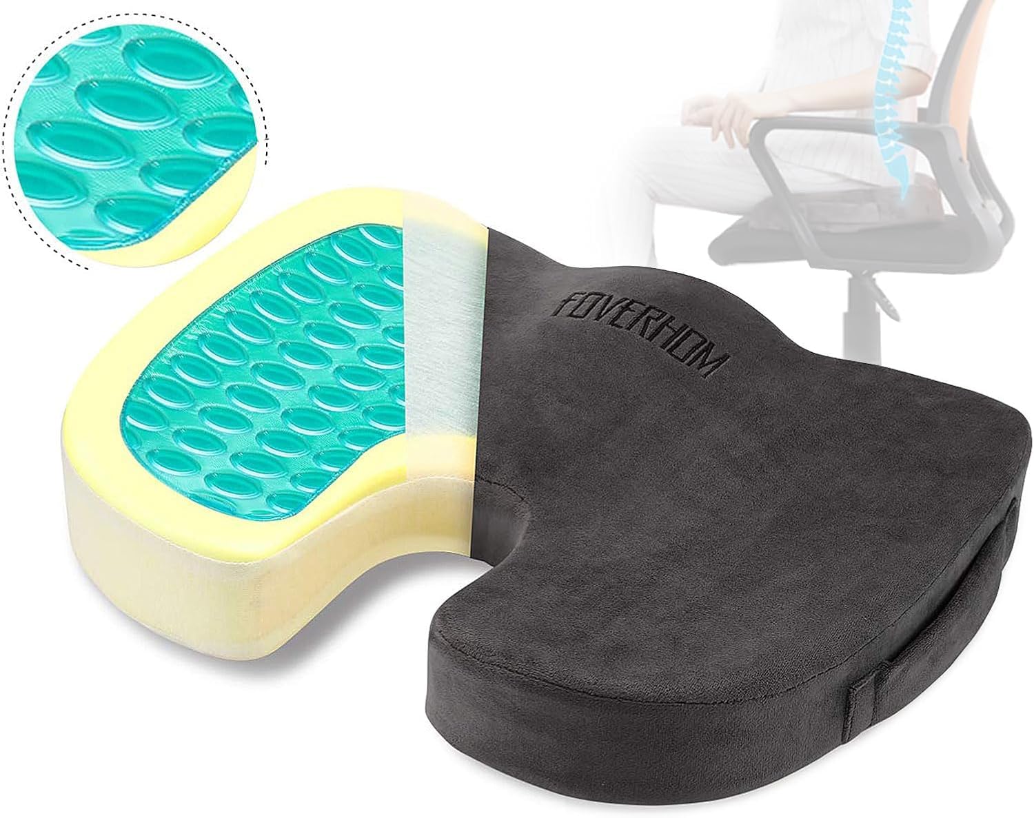 foverhom Coussin de Siège Orthopédique Anti-Dérapant,Coussins en Mousse Mémoire Gel pour avec Housse Velboa,Soulage Les Douleurs du Coccyx, du Dos et la Sciatique foverhom Coussin de Siège Orthopédique Anti-Dérapant,Coussins en Mousse Mémoire Gel pour avec Housse Velboa,Soulage Les Douleurs du Coccyx, du Dos et la Sciatique