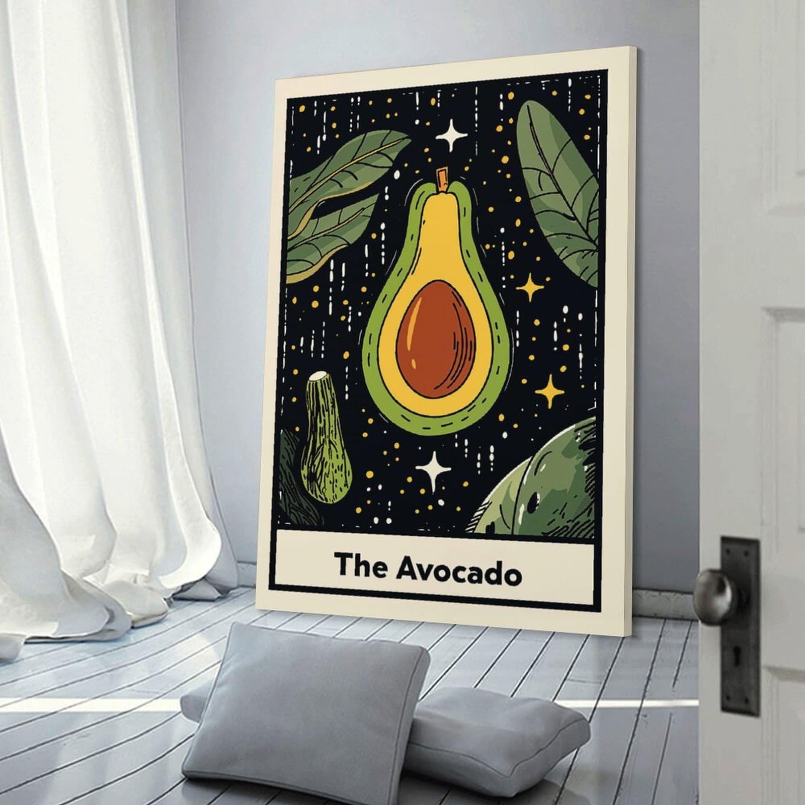 Junmoney Avocado Illustration Wall Art Print, 20x30inch(50x75cm), for Corridors, Hallways Or Apartment Entries, Wall Decor to Refresh Empty Corners