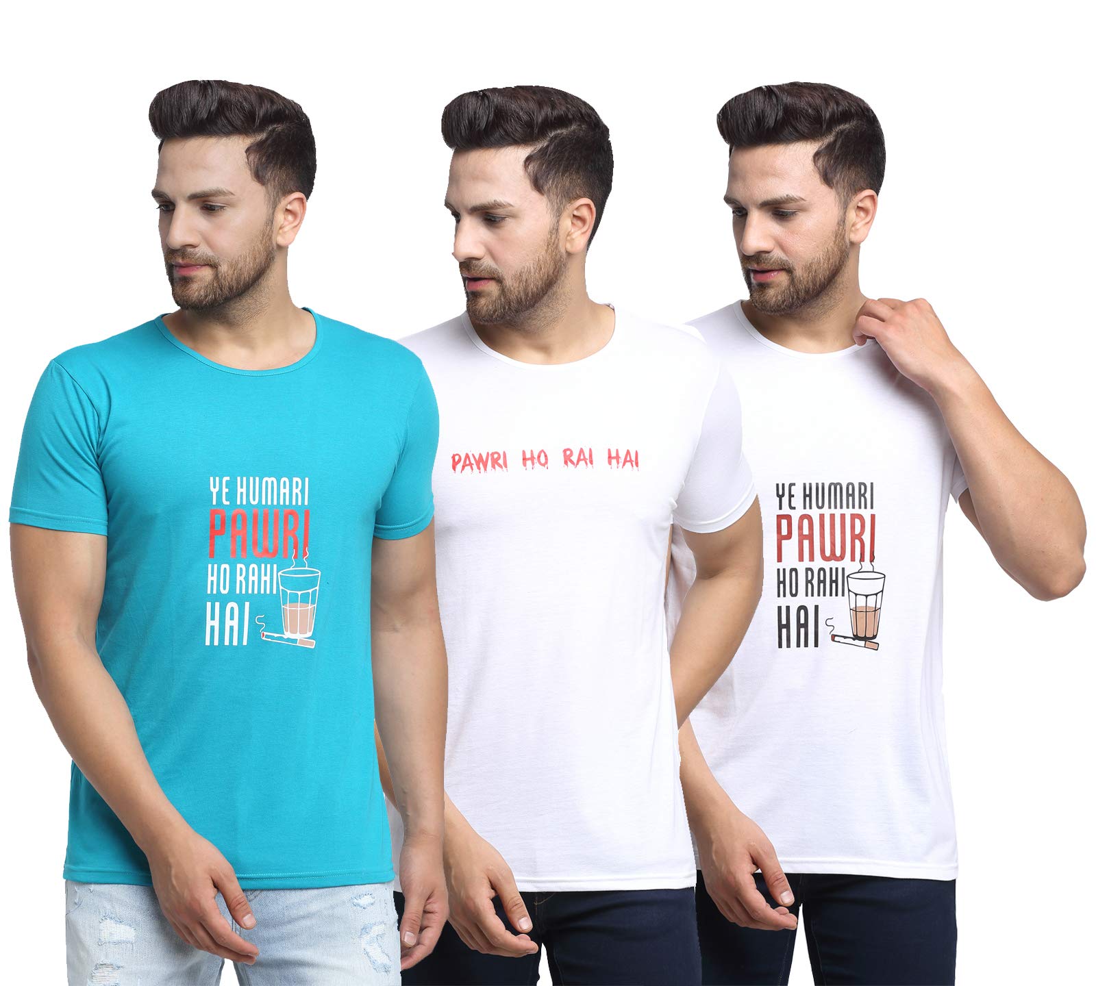 VIMAL JONNEY Cotton Blend Graphic Printed T-Shirt for Men Pack of 3-Ment_P03_11