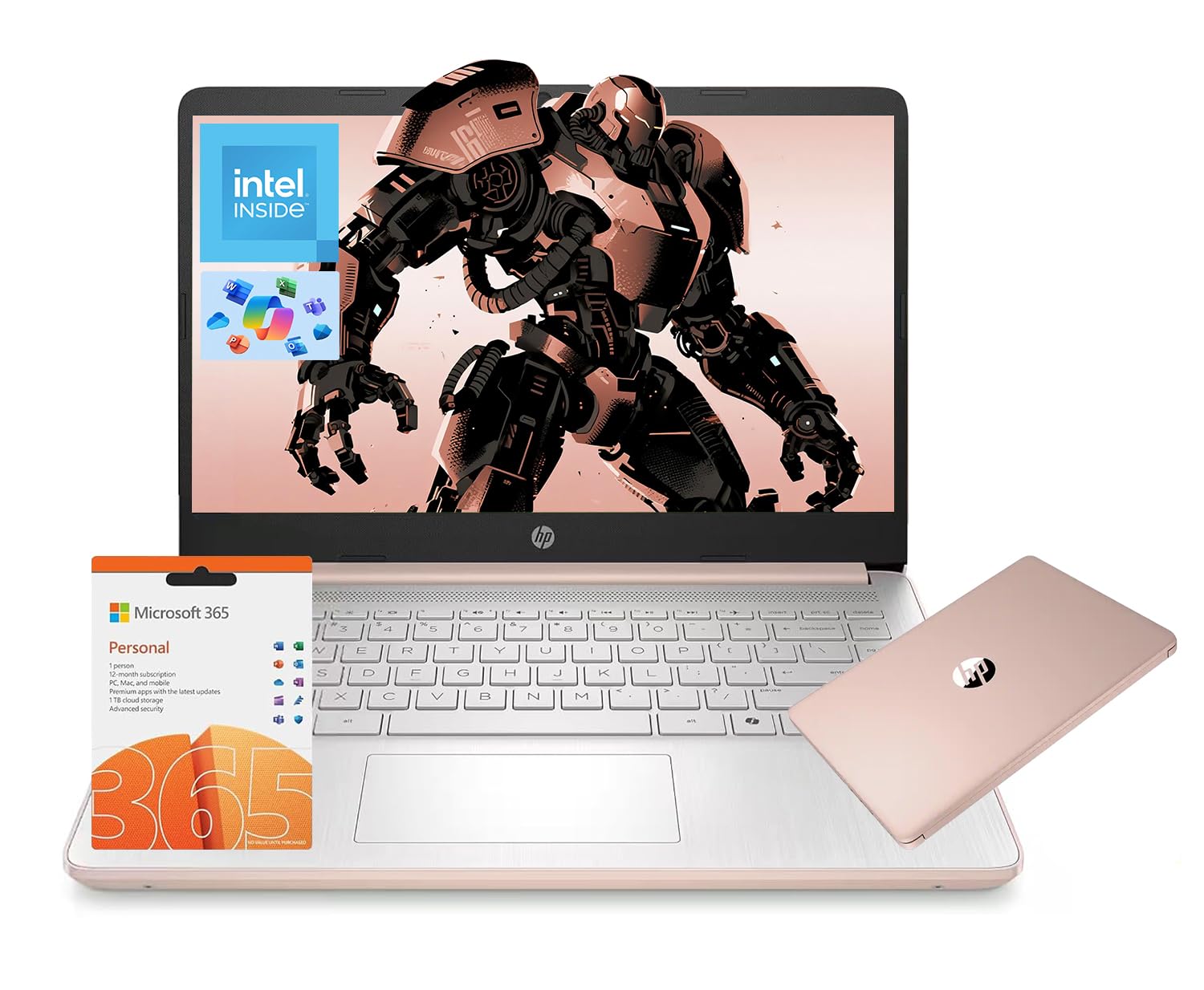 HP 14" AI-Ready-Laptop for Students Home Office, Copilot AI Intel N150 up to 3.6GHz, 4GB RAM 128GB UFS, Windows 11 office-365 1-Y, WiFi6 USB-C HDMI