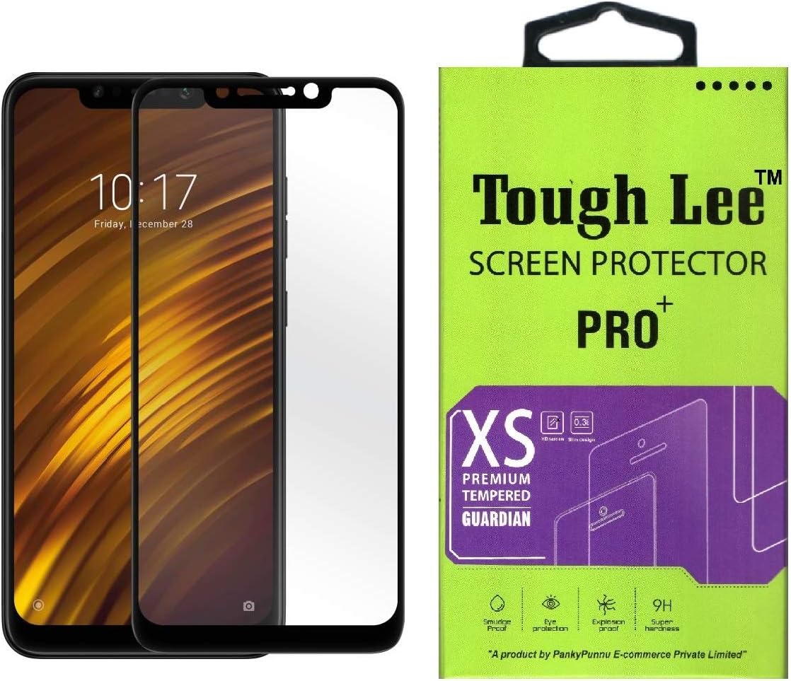 ToughLee® Full Glue Edge to Edge 6D Tempered Glass Screen Guard Gorilla Protector for Mi Poco F1 (Black)