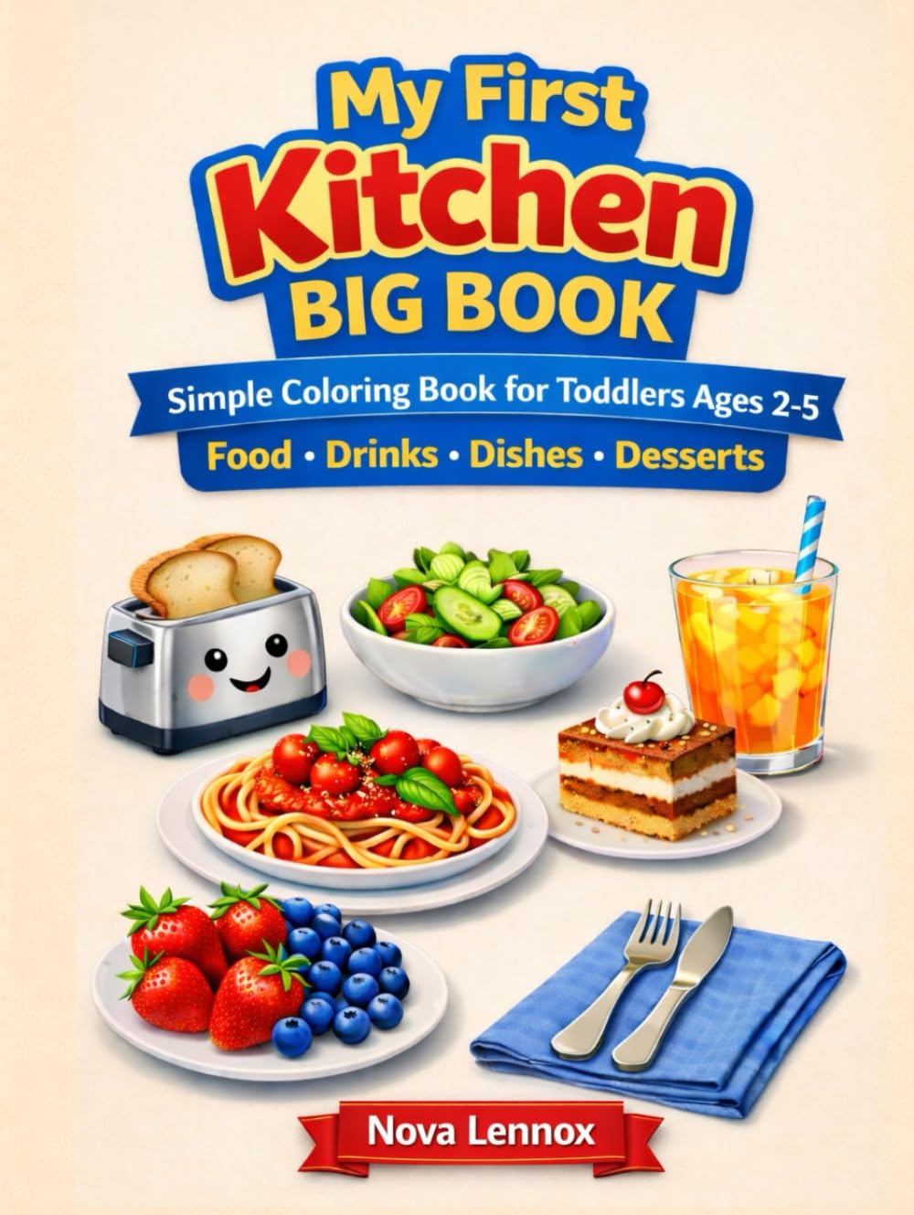 My First Kitchen BIG BOOK: Simple Coloring Book for Toddlers Ages 2–5 Food • Drinks • Dishes • Desserts