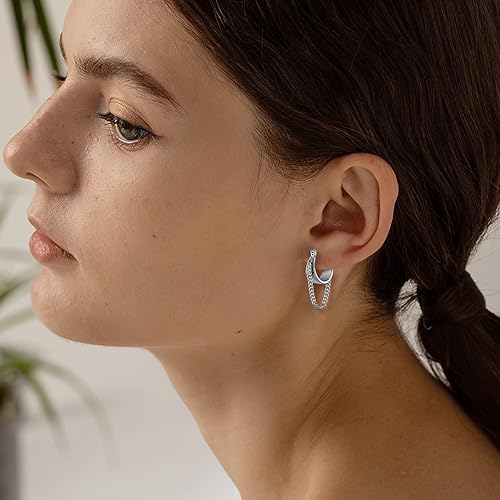 Vista 7 de Ritach Pendientes de Cadena Dorada para Mujer, Elegantes y Tendenziosos, de Plata de Ley 925 con Poste, Chapados en Oro de 14k, Pendientes de Aro