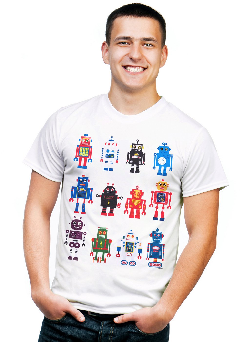 RetreezFunny Colorful Retro Robot Toys Graphic Printed T-Shirt Tee