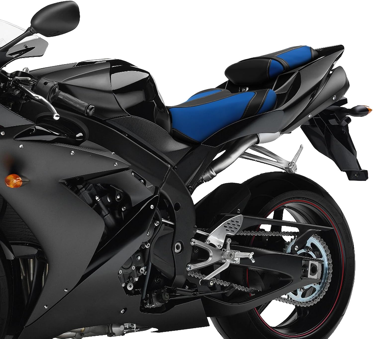 TCMT Black + Blue Rider Driver Passenger Seat Fit For Yamaha YZF R1 YZF-R1 2004-2006 2005