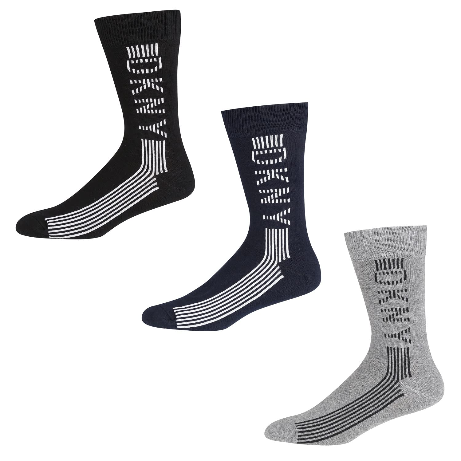 DKNY Mens Gem Sock (3 - Pack) (Black/ Grey/ Navy, One Size)