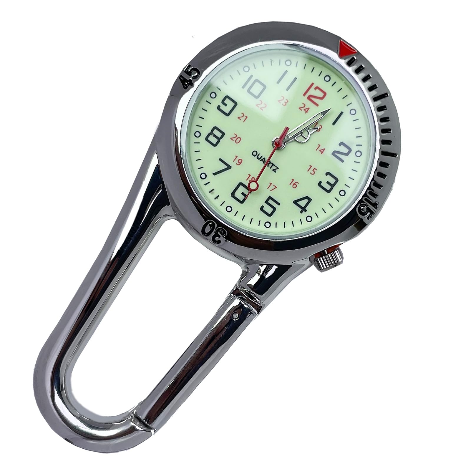 ROVANDIAZ Clip on Quartz Watch Backpack Fob Belt Watch Unisex Pocket Watch Glow in The Dark for Doctors Nurses Outdoor Activities Climbing Mountaineering(Silvery) (B0CHM8G6NH) Amazon Price History, Amazon Price Tracker