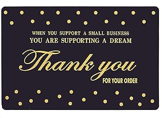Thank You Cards Small Business - Pack of 100 ( Business Card Sized ) - Thank You for Your order Cards with Elegant Design and Meaningful Sayings for Purchase Inserts to Support Small Business - Best for Retail or Online Stores Package Inserts