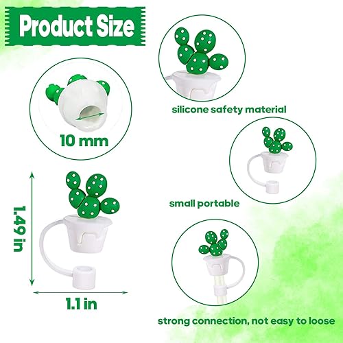 Miniatura 10 de Stanley - 8 fundas para pajilla, tapas reutilizables de 0.394 pulgadas para popotes de beber, bonitos adornos de paja de dibujos animados para