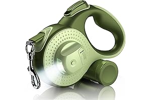 Retractable Dog Leash with Poop Bag Holder, Douexio 4-in-1 Leash with Flashlight for Small Dogs