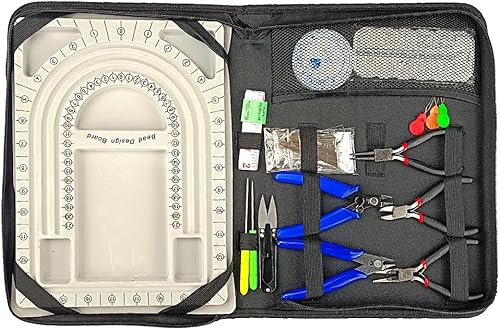 YASUMAI Juego de tablas flocadas con diseño de bandeja de cuentas para hacer joyas kit de reparación de pulseras collares herramientas de medición