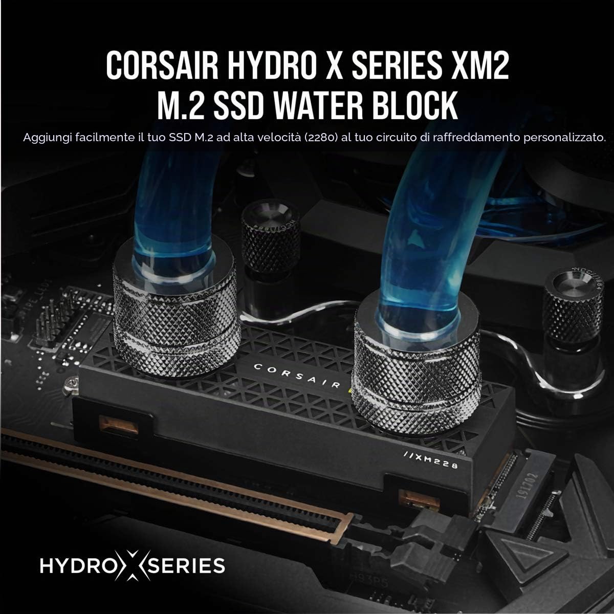Corsair Hydro X Series XM2 Waterblock per SSD M.2, SSD M.2 Circuito di Raffreddamento Personalizzato, Piastra di Raffreddamento in Rame, Installazione Semplice e Veloce, Nero