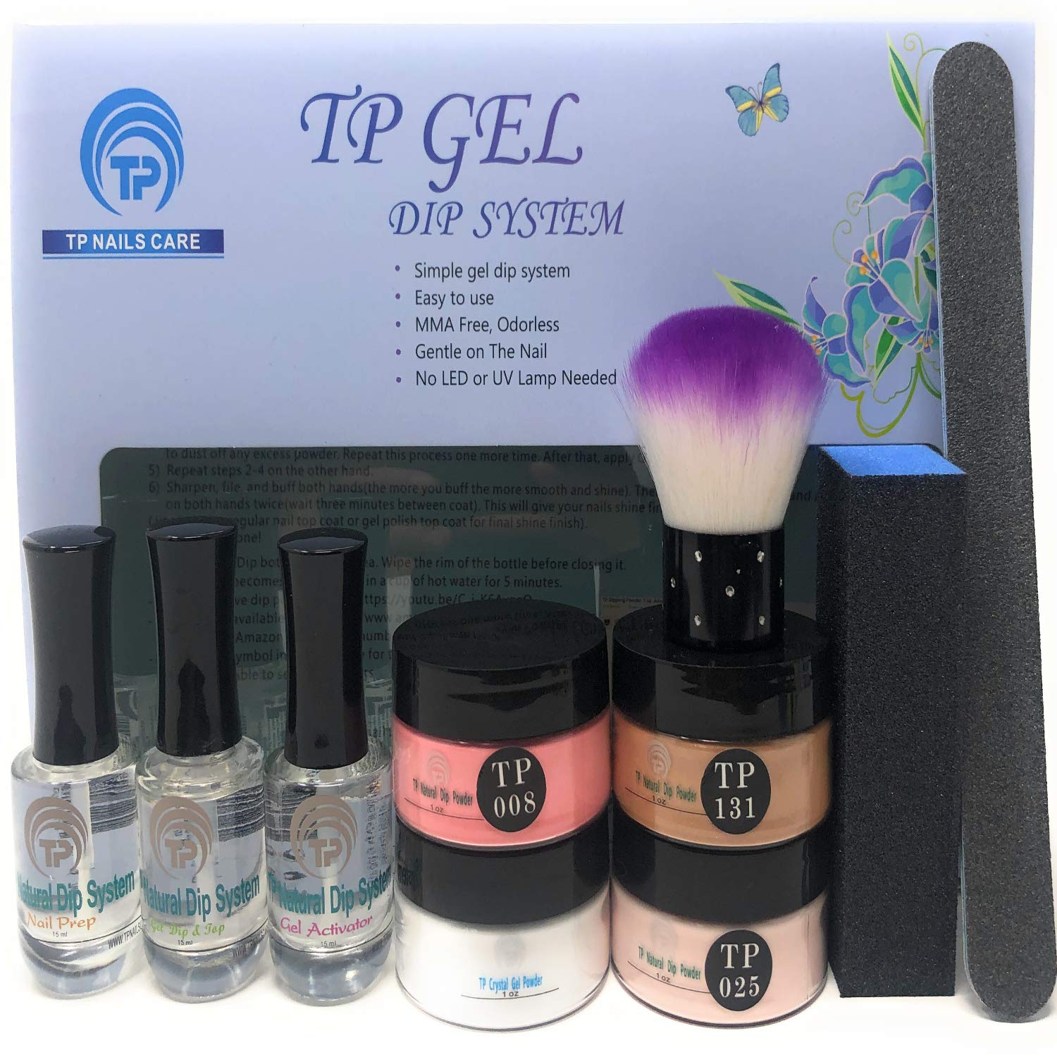 TP Nails CareDipping Powder Kit #21. Complete system with 4 dip powder colors 1 oz. per jar plus gel dip liquids.