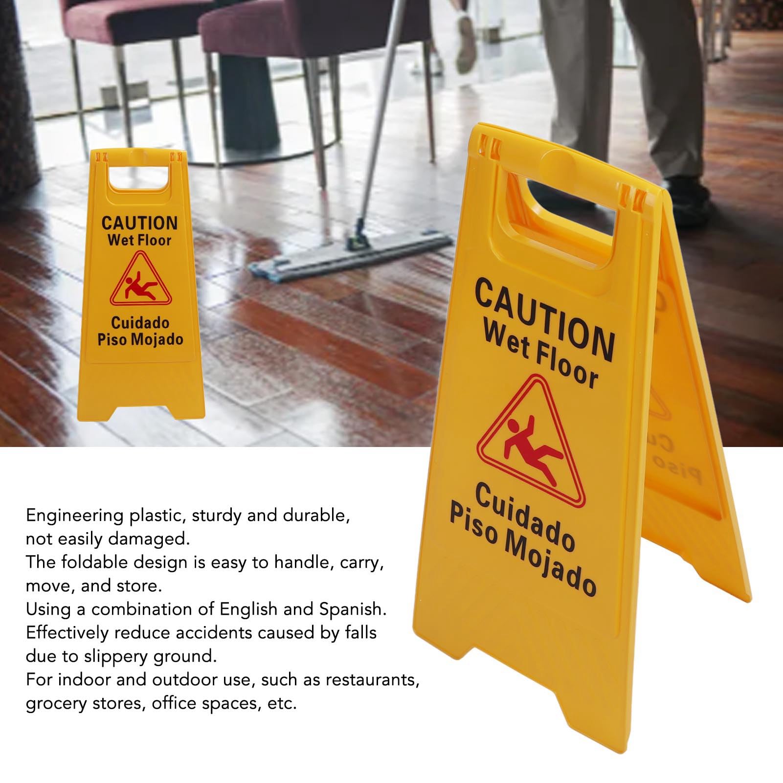 Wet Floor Sign : Foldable A Frame Caution Floor Sign Plastic 2 Sided for Indoor Outdoor Use, 12Pcs