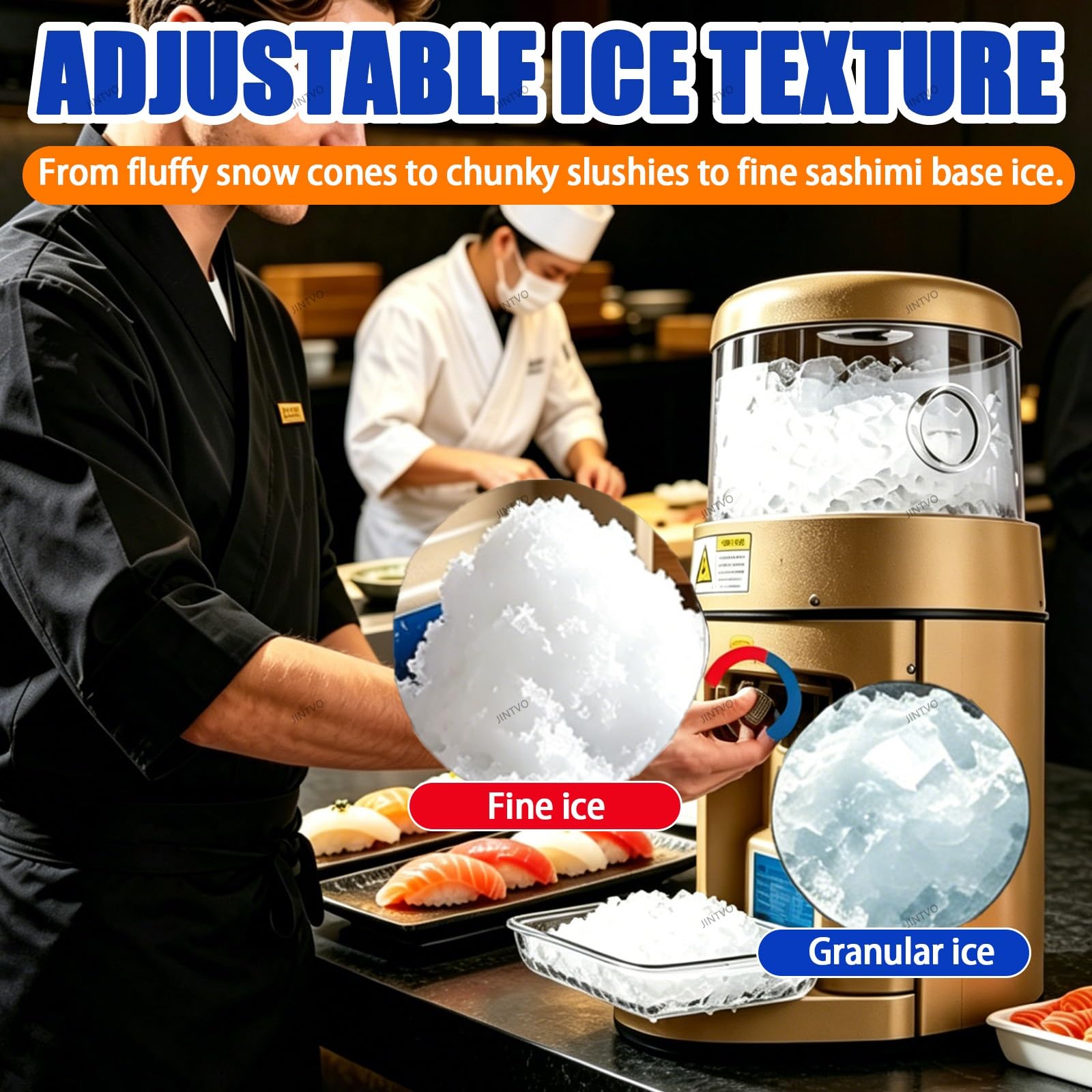 Macchina Professionale Da 480 W Per Ghiaccio Tritato, Regolazione Precisa Della Consistenza, Arresto Di Emergenza; Ideale Per Gelaterie, Pasticcerie E Cocktail Bar