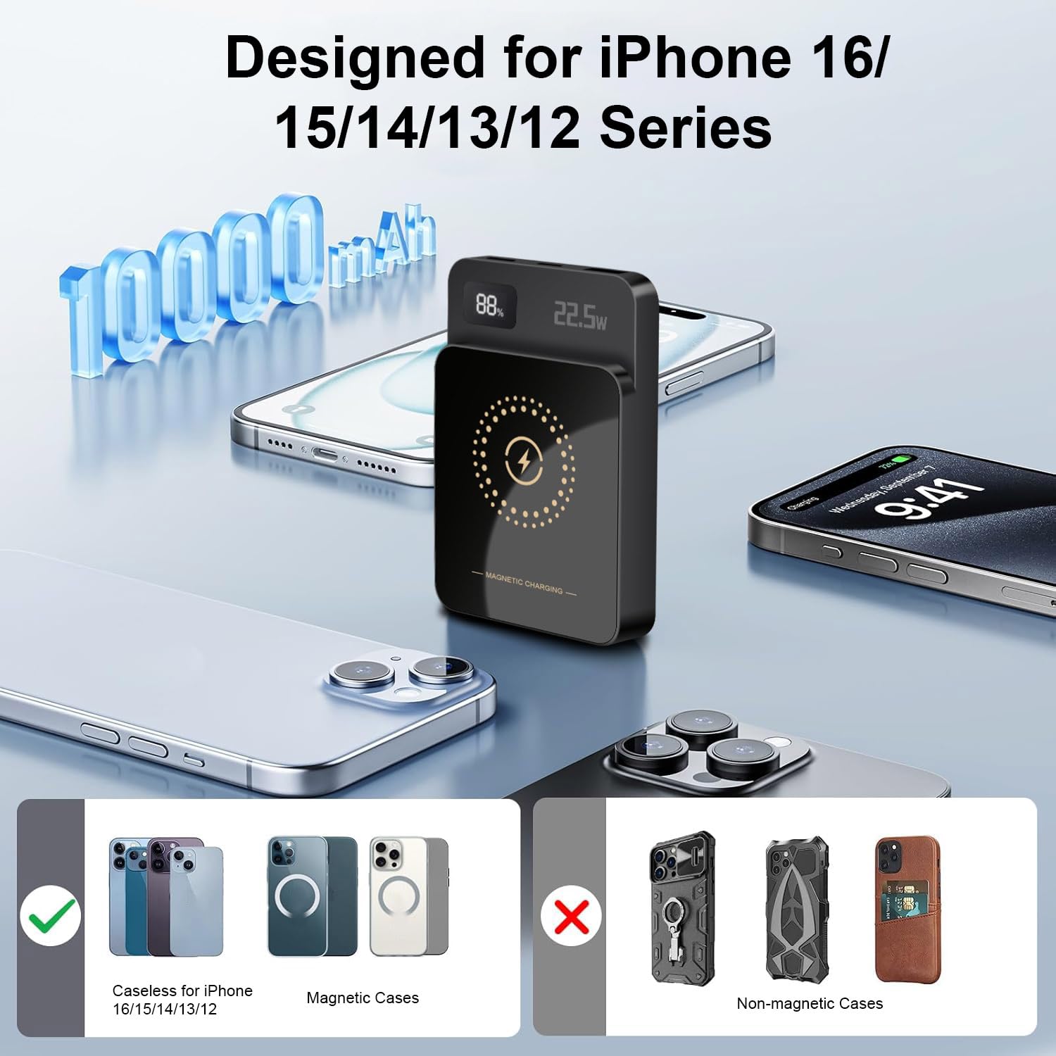 Amazon.com: 22.5W Power Bank, 10000mAh 15W Magnetic Wireless