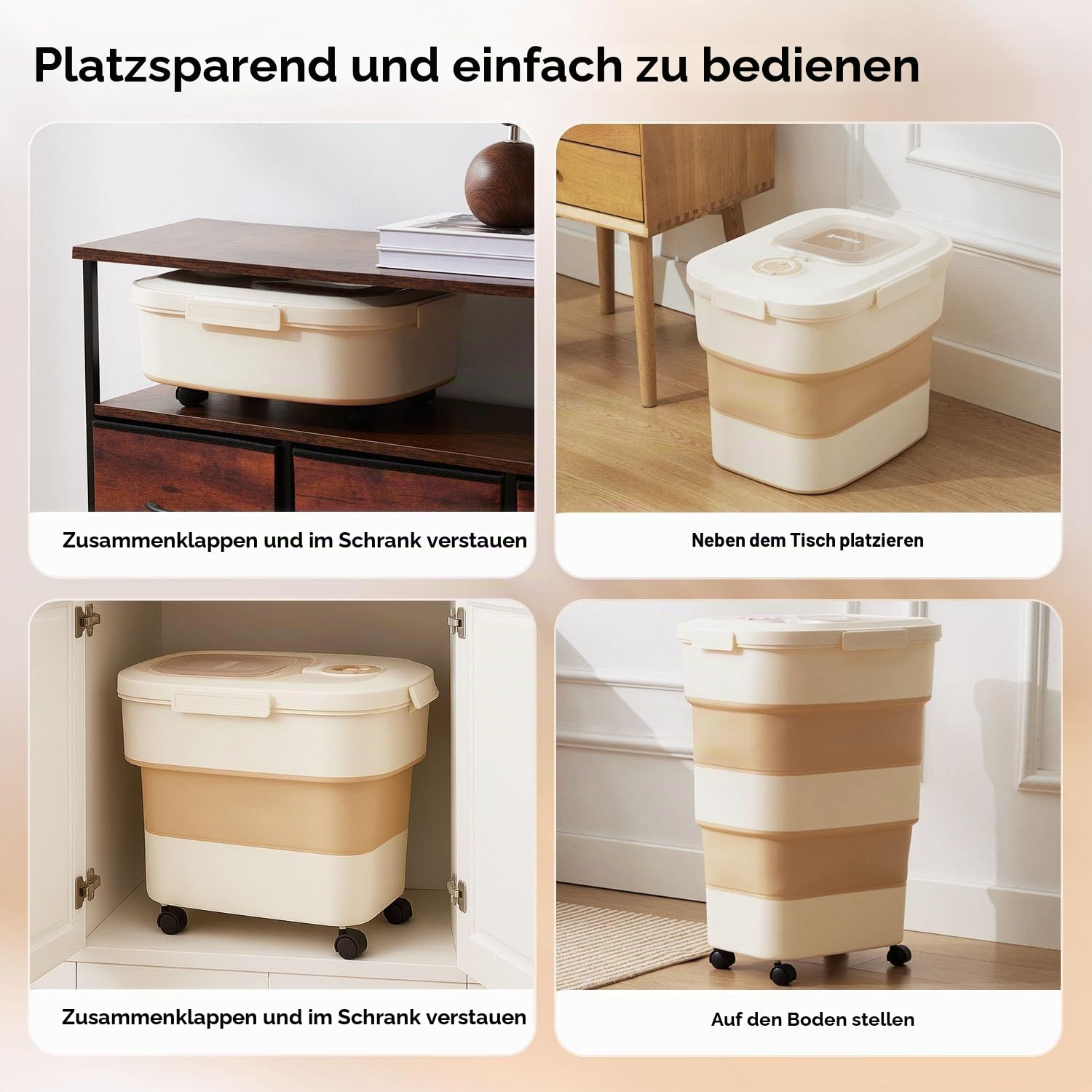 ZOMISIA 47L Hundefutter Aufbewahrung, Hundefutterbehälter bis 22 kg, Khaki