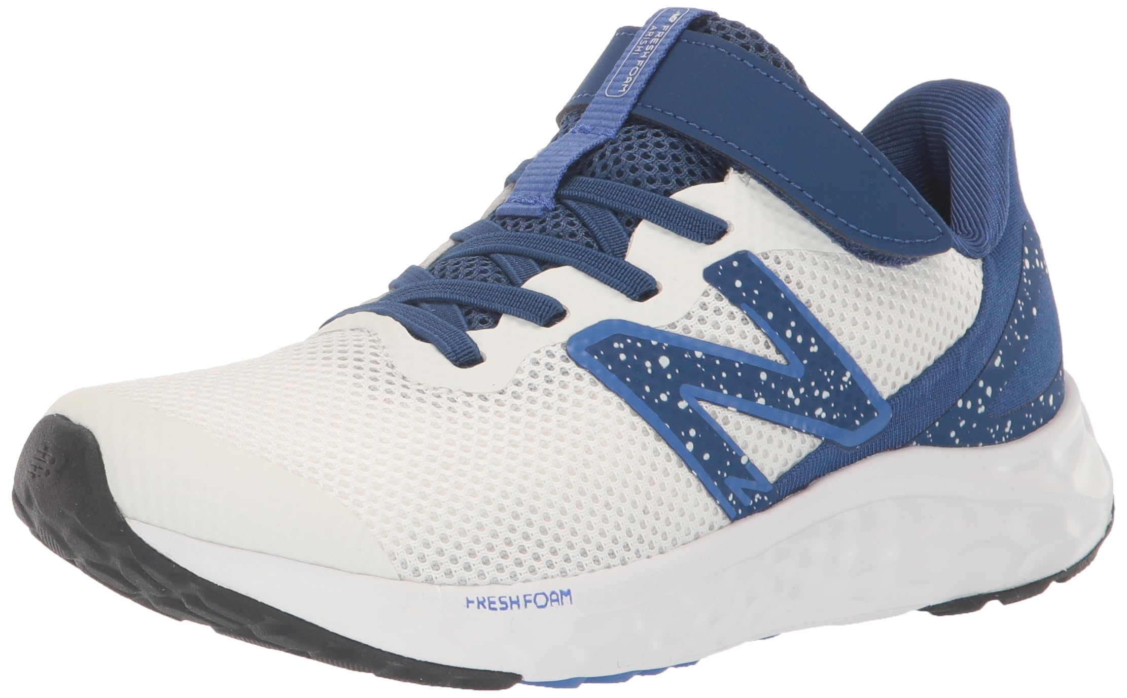 New Balance Kid's Fresh Foam Arishi V4 Hook &amp; Loop Running Shoe, White/Night Sky/Marine Blue, 4 XW Infant