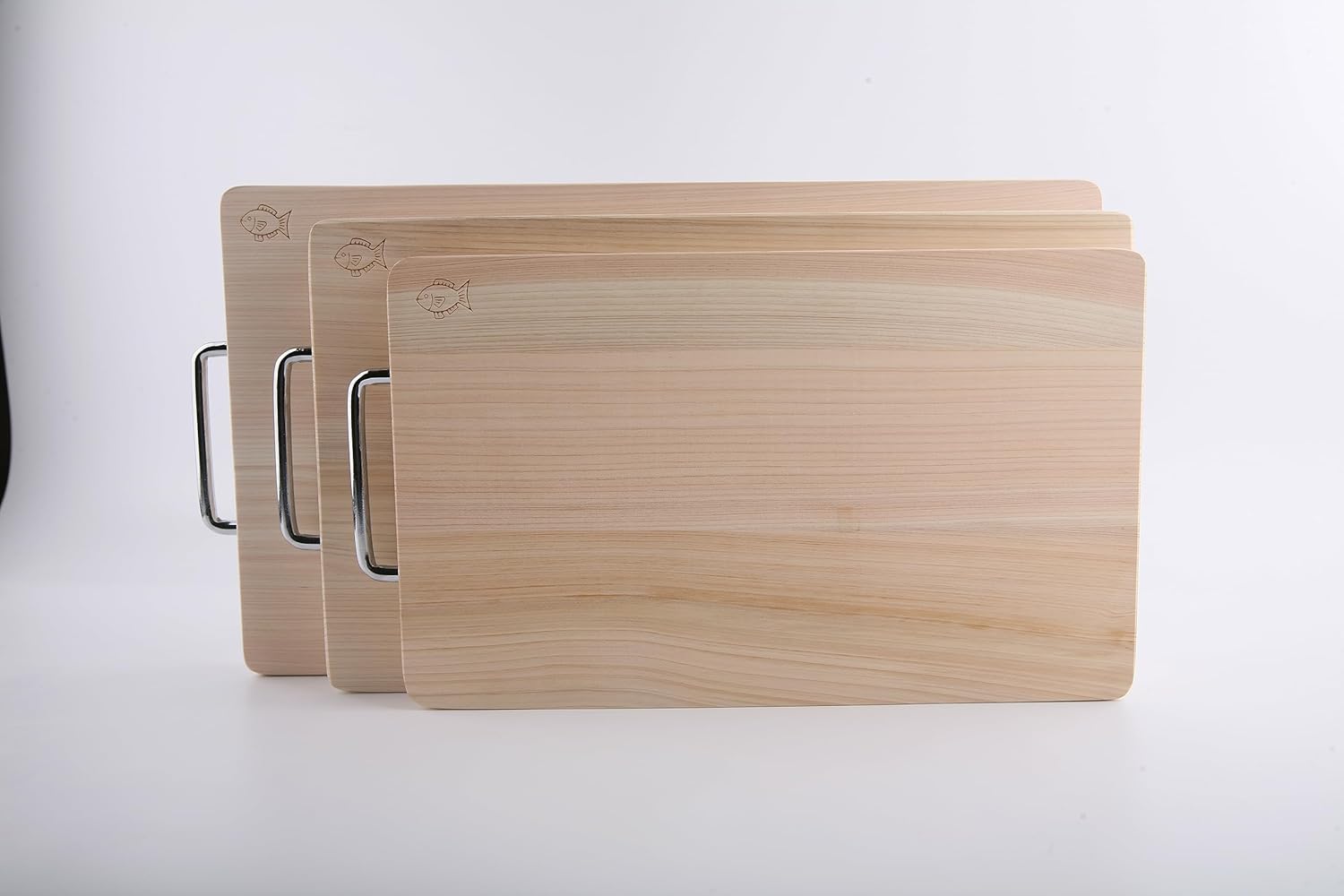 BOUMBI Hinoki Wood Reversible Cutting Board with Metal Handle(13.6x8.4x1.05 RM_Small)