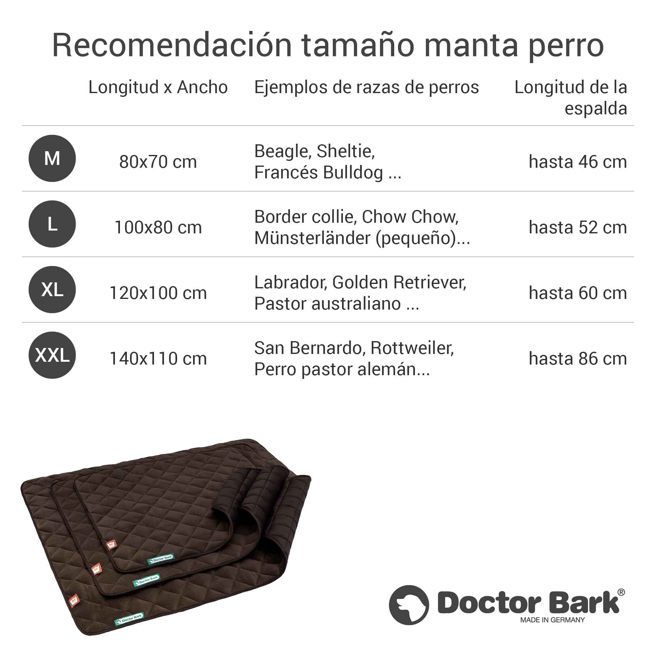 Doctor Bark Manta para perros de forro polar, reversible, mullida, resistente y lavable hasta 95 °C, para interiores y exteriores (XXL, 140 x 110 cm, marrón)