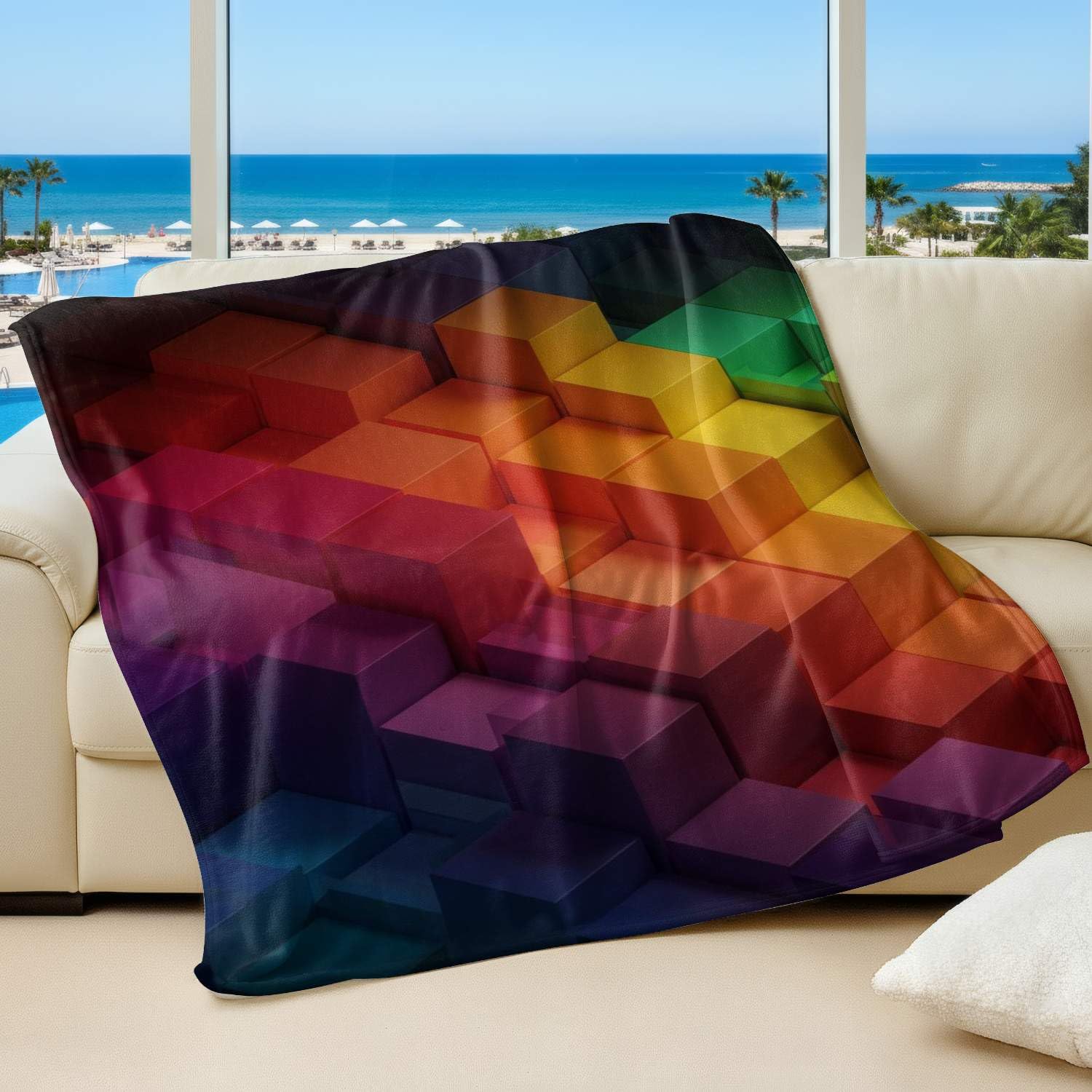 Couverture flanelle chaude canapé lit plaid géométrique moderne