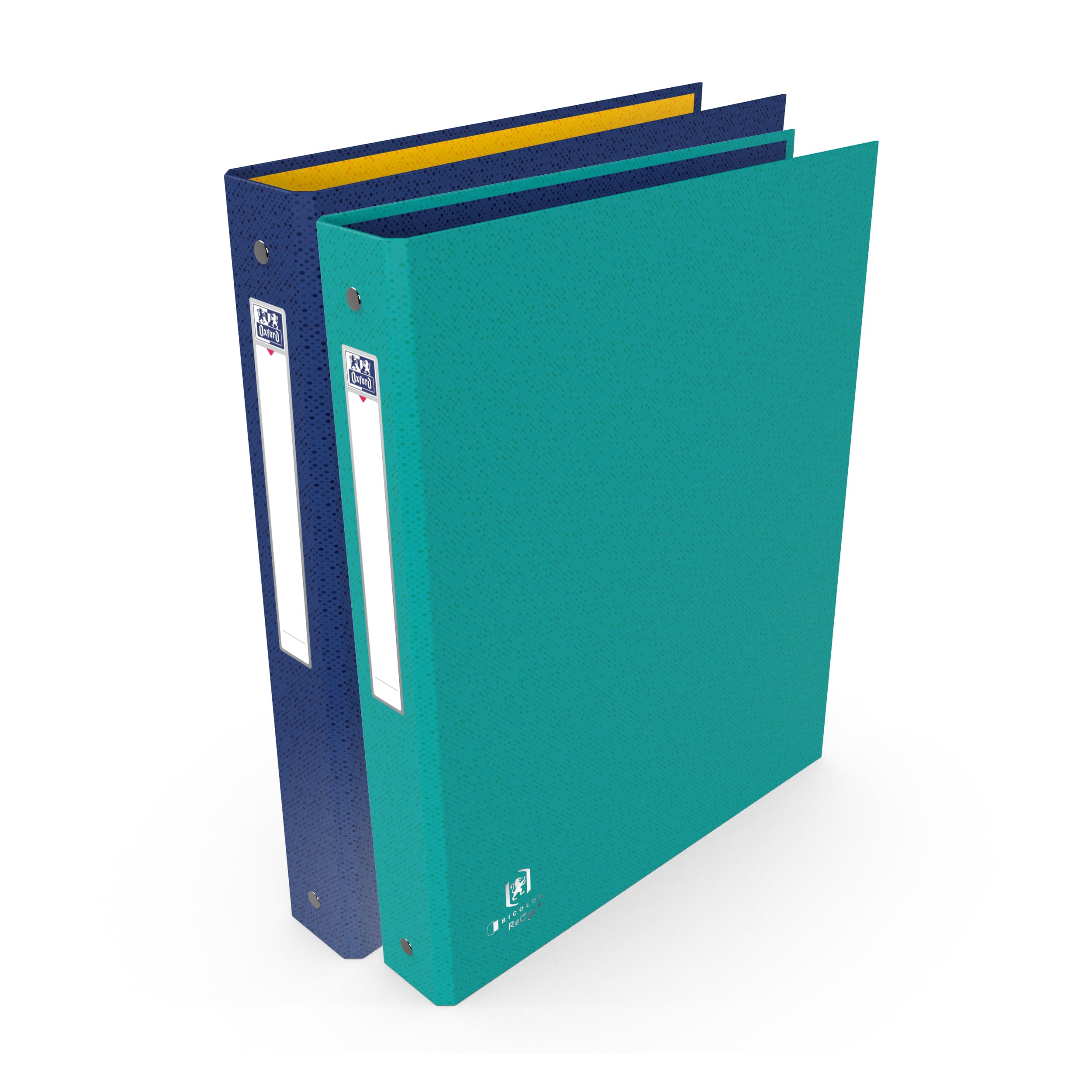 OXFORD Pack of 2 A4 4 Ring Binders 40 mm Spine Bicolor Recyc+ Colours Blue