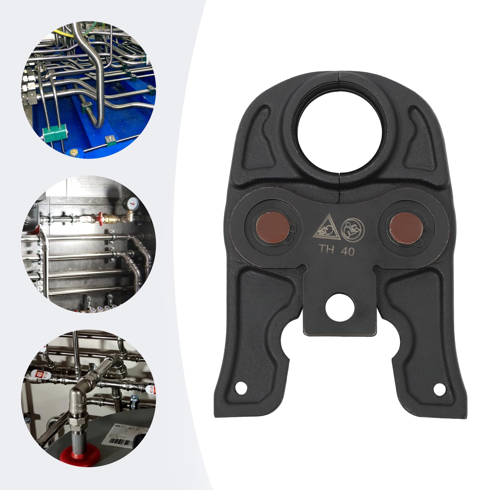 Ganasce a pressione professionali TH40 – 40 mm per tubi PEX, PB, alluminio plastica e rame e raccordi – Ganasce pressate di alta qualità con diametro di lavoro di 40 mm, per collegamenti densi in