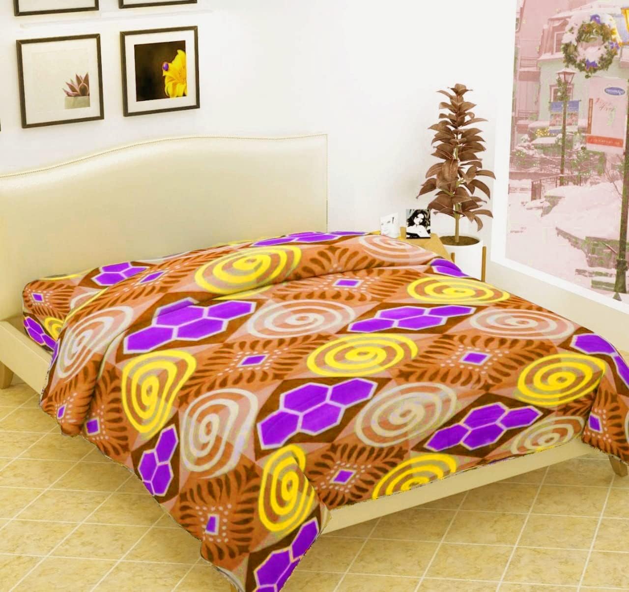 Winter Soft Single Bed Warm Woolen Blend Fleece Blanket Cover | Quilt Cover | Razai Cover with Zipper, Size- 90 x 60 in, Color- Multicolor (Single Bed, Orange)-image-24