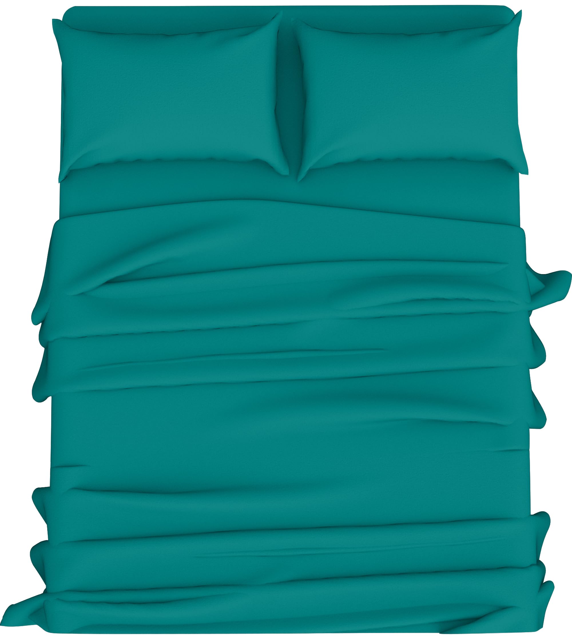 HOME ACE Poly Cotton Teal King Size Sheet Set (Fitted Sheet + Flat Sheet + Pair of Pillow Cases) - Kingsize Bed Sheet Set - Polycotton King Size Bed Sheet - Bed Sheets Set King Size