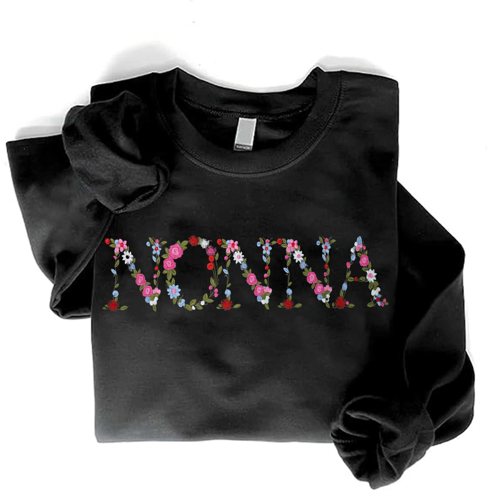 RegamorEmbroidery Nonna Sweatshirts For Women Gift Sweatshirt From Grandkids Nonna Flower Grandma Gift Mothers Christmas