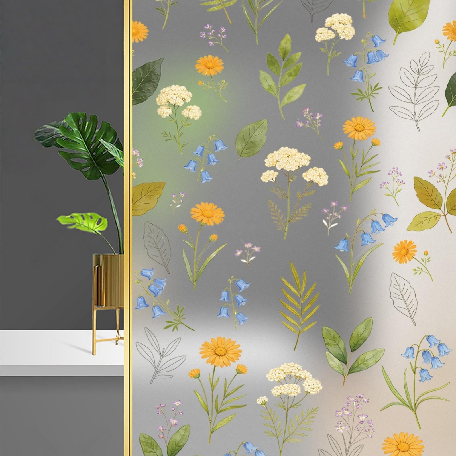 Decorative Window Clings PVC Non Adhesive Static Cling Sticker Frosted Glass Film For Windows Waterproof Uv Blocking Window Film Bathroom And Kitchen Privacy Protection(90x100cm)