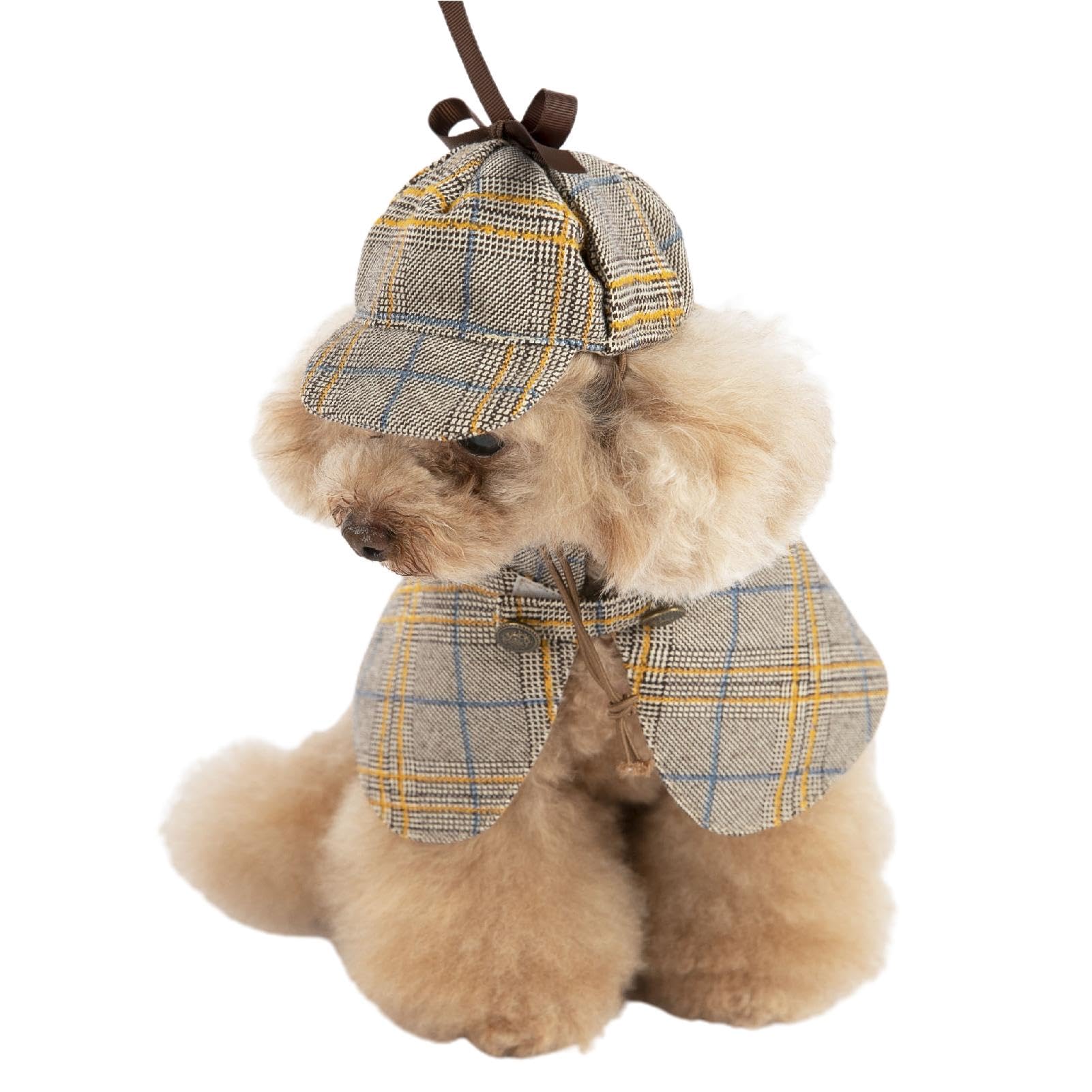Cape tendance d'hiver style détective pour animaux de compagnie aux finitions soignées