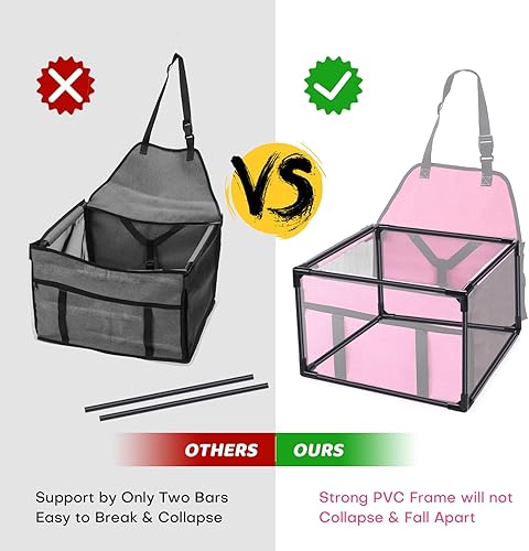 Miniatura 3 de Asiento de coche para perro GENORTH, elevador de asiento de coche para perro, portátil, se puede lavar, mejorado de lujo, jaula de transporte con