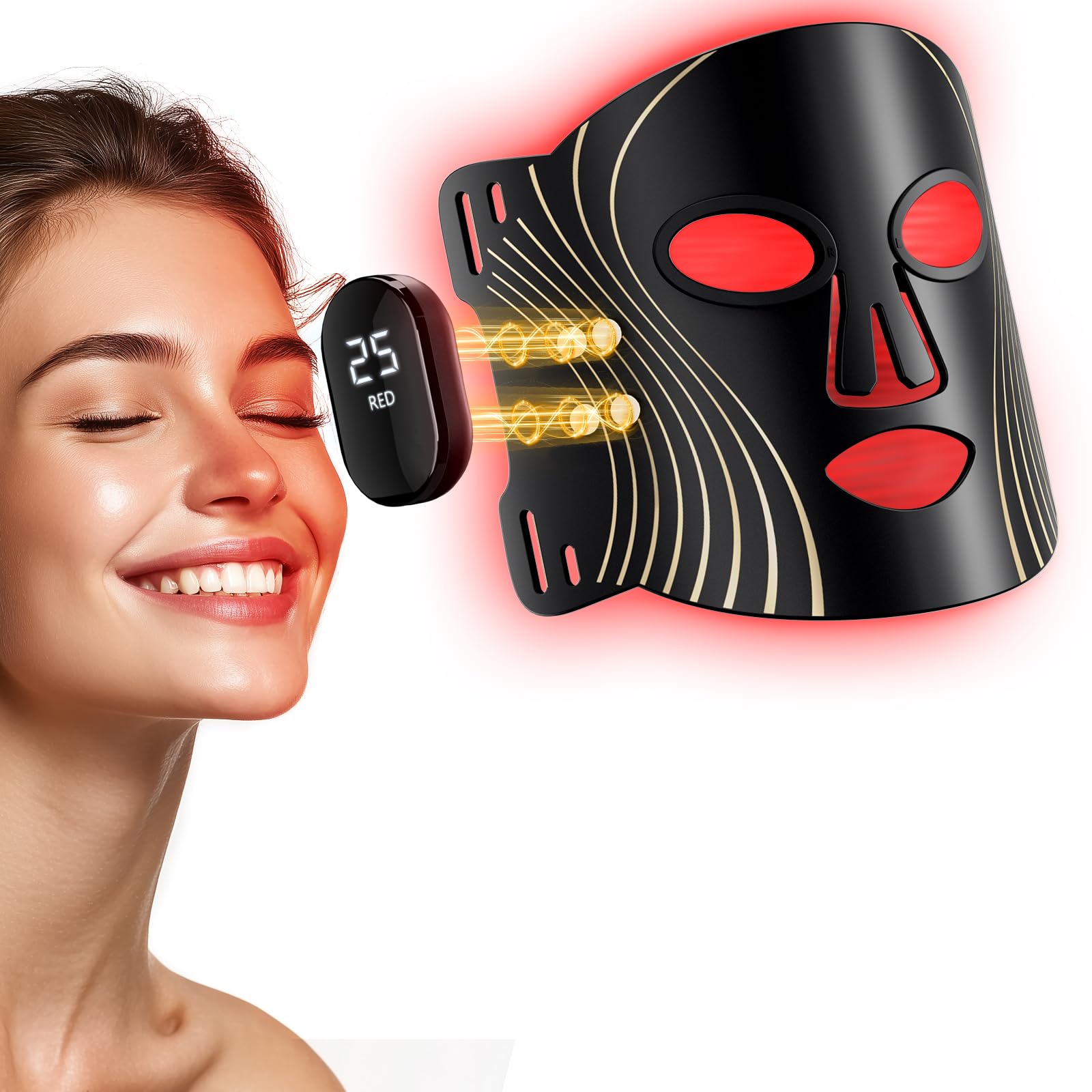 Red Light Therapy for Face 4 Modes LED Face Mask Light Therapy 2000mAh Cord-Free Controller with 400 LEDs
