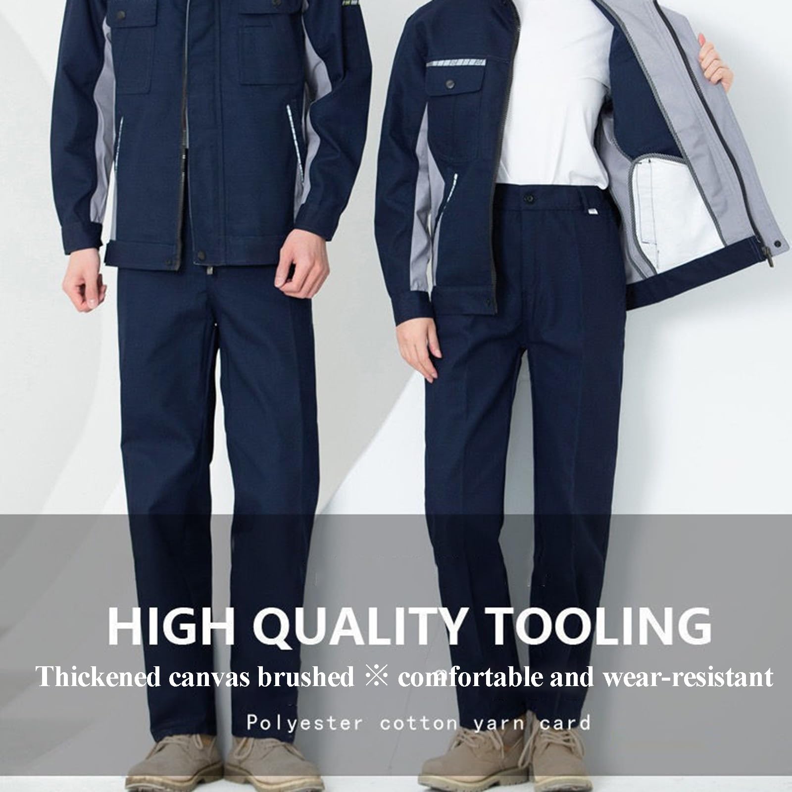 Ropa de Protección Laboral para Hombre Mono de Lona de Algodón con Cuello Alto A Prueba de Viento Dobladillo Ajustable Mono de Mecánico Resistente