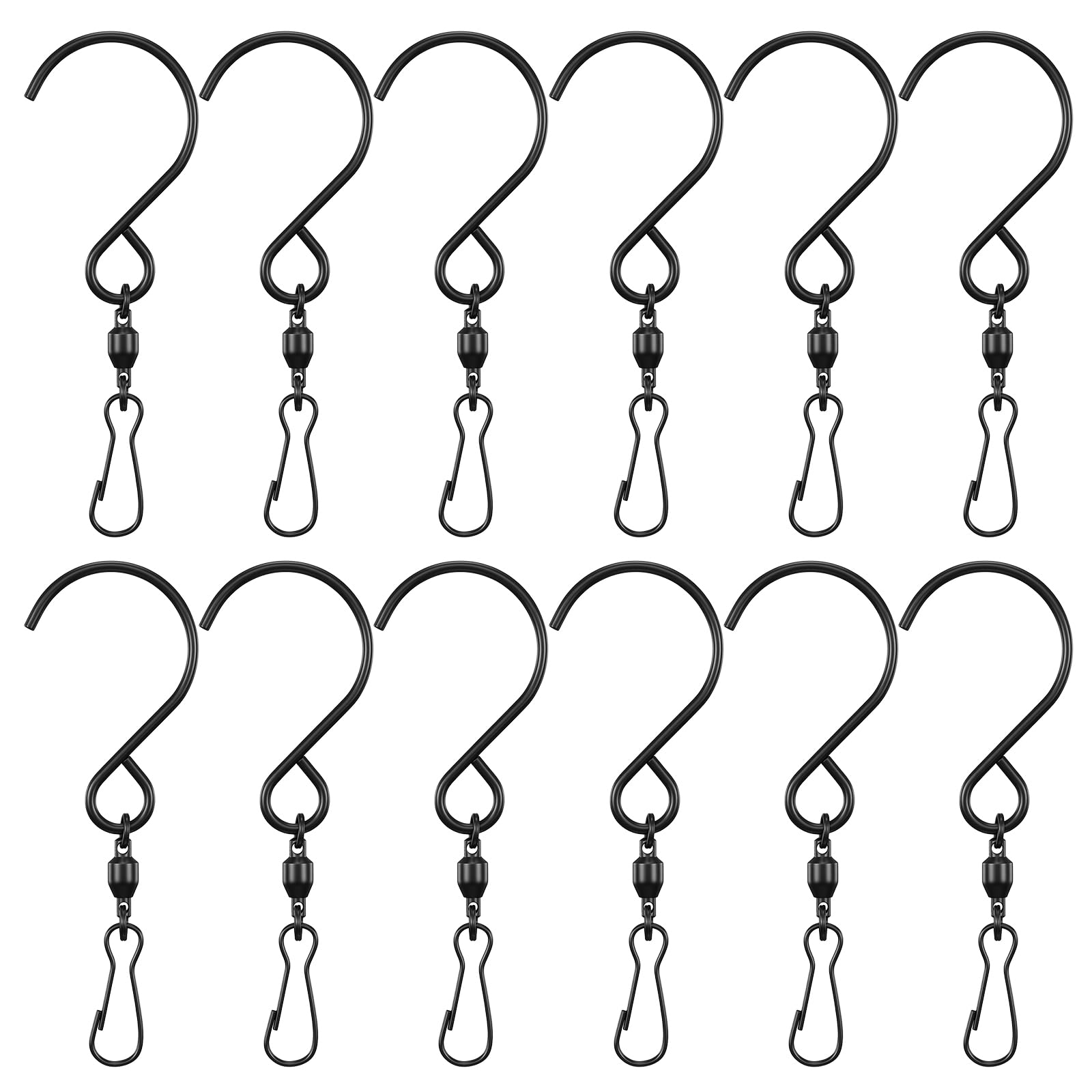 12 Pack Swivel Hooks Clips, Stainless Steel 360° Wind Spinner S Hook Clips