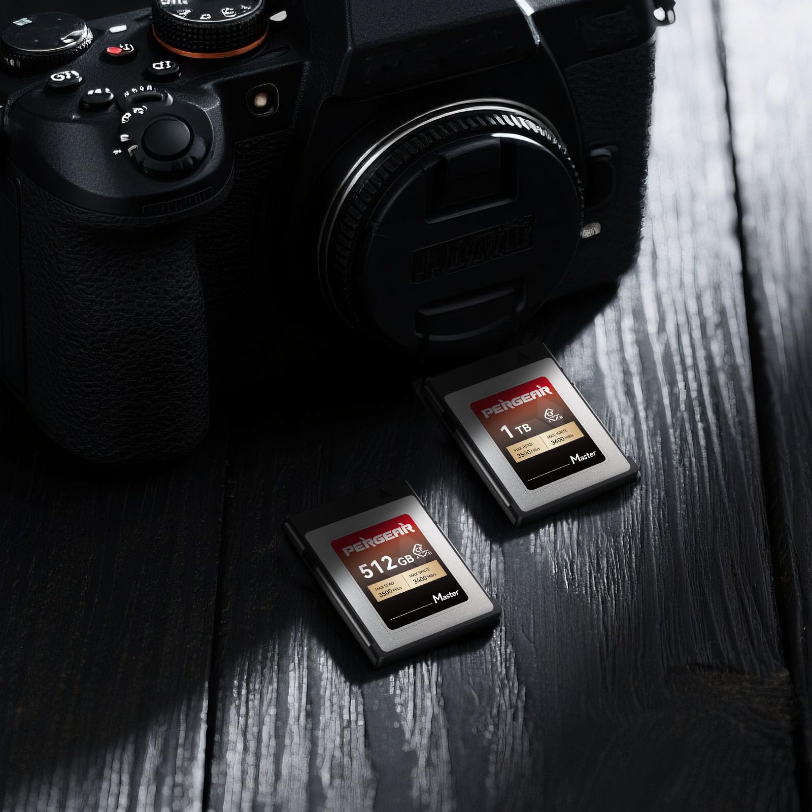 Pergear 512GB CFexpress 4.0 Typ B-Speicherkarten, bis zu 3500MB/s Lesegeschwindigkeit 3400MB/s Schreibgeschwindigkeit für 8K-Raw-Videoaufnahmen(2er-Pack) Master Series, für R5/R5C/Z8/Z9/Z7 DSLR-Kamera