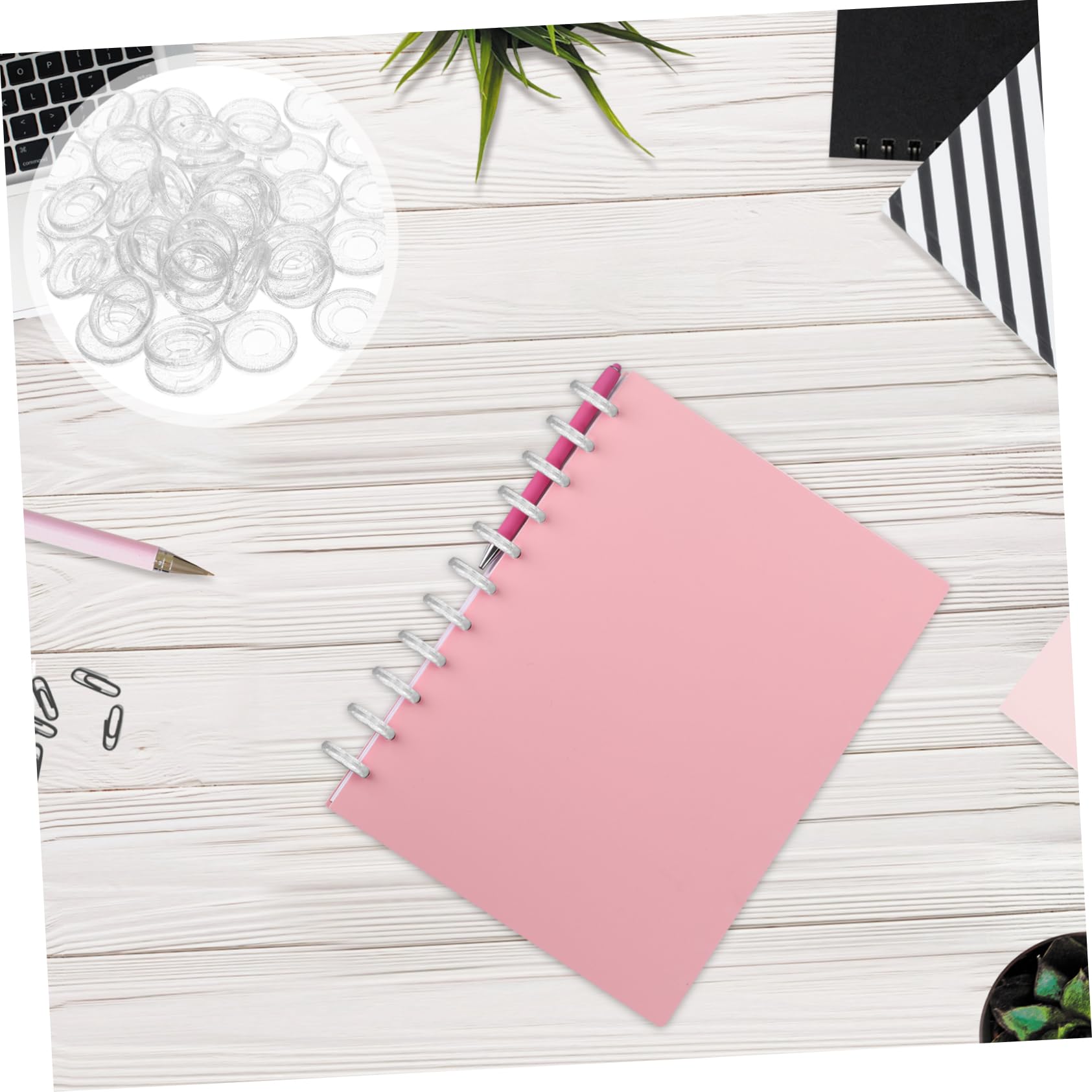Lurrose 250stücke Kunststoff-binder Discs Für Notizbücher Erweiterungsringe Mit Glitzerndem Transparentem Finish Für -planer Und Lose