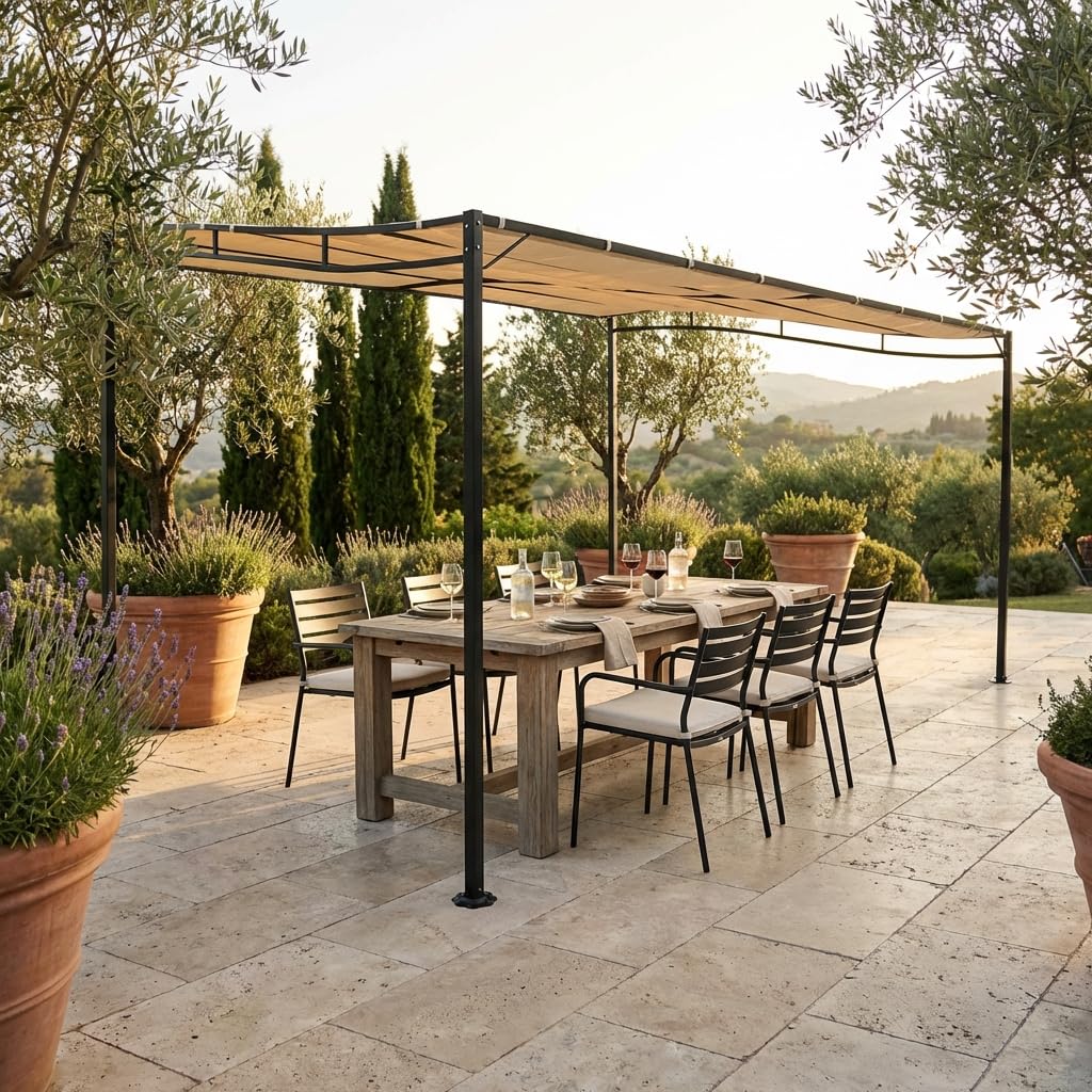 Pergola da Giardino addossata 3x2 5 in acciaio poliestere - BILL Antracite