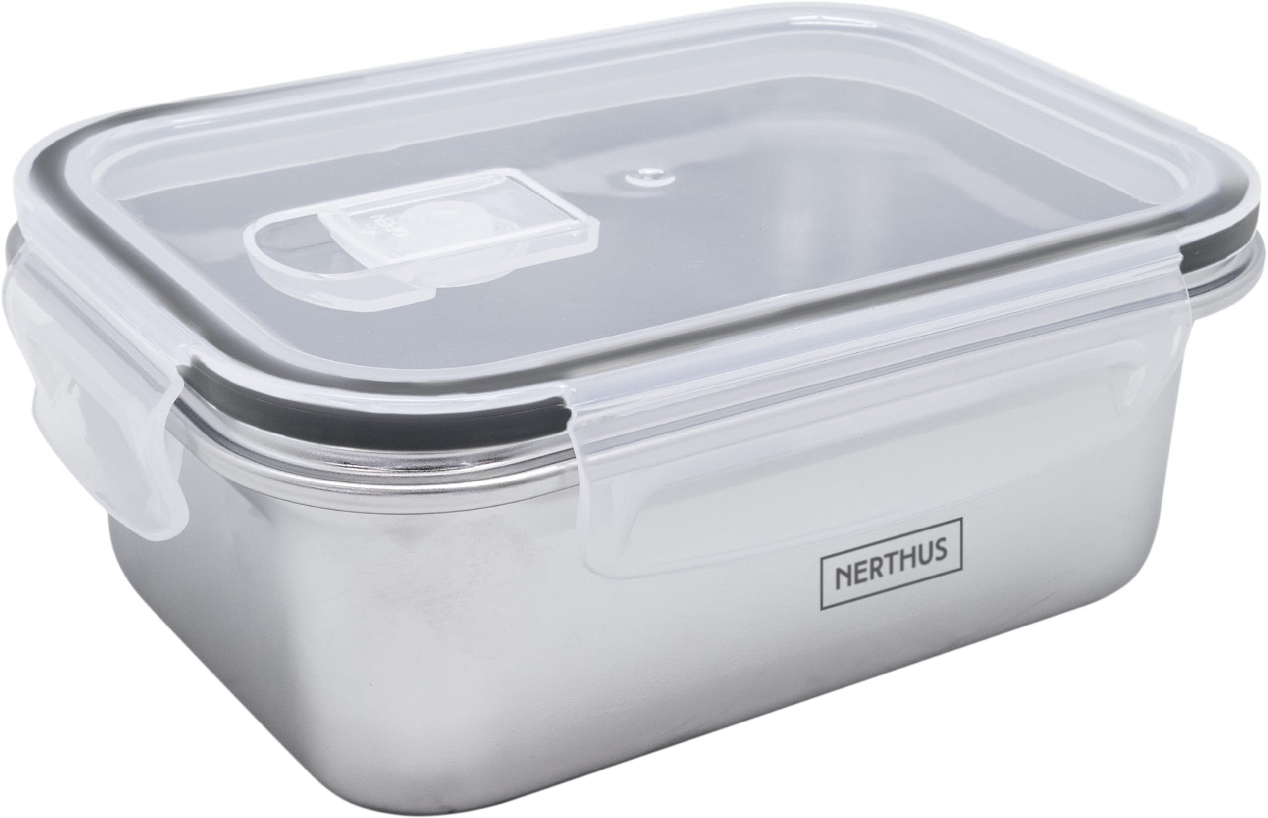 NERTHUS FIH 1515 Stainless Steel Rectangular Airtight Container BPA-Free Microwave Freezer Container Ideal for Storing and Transporting Food